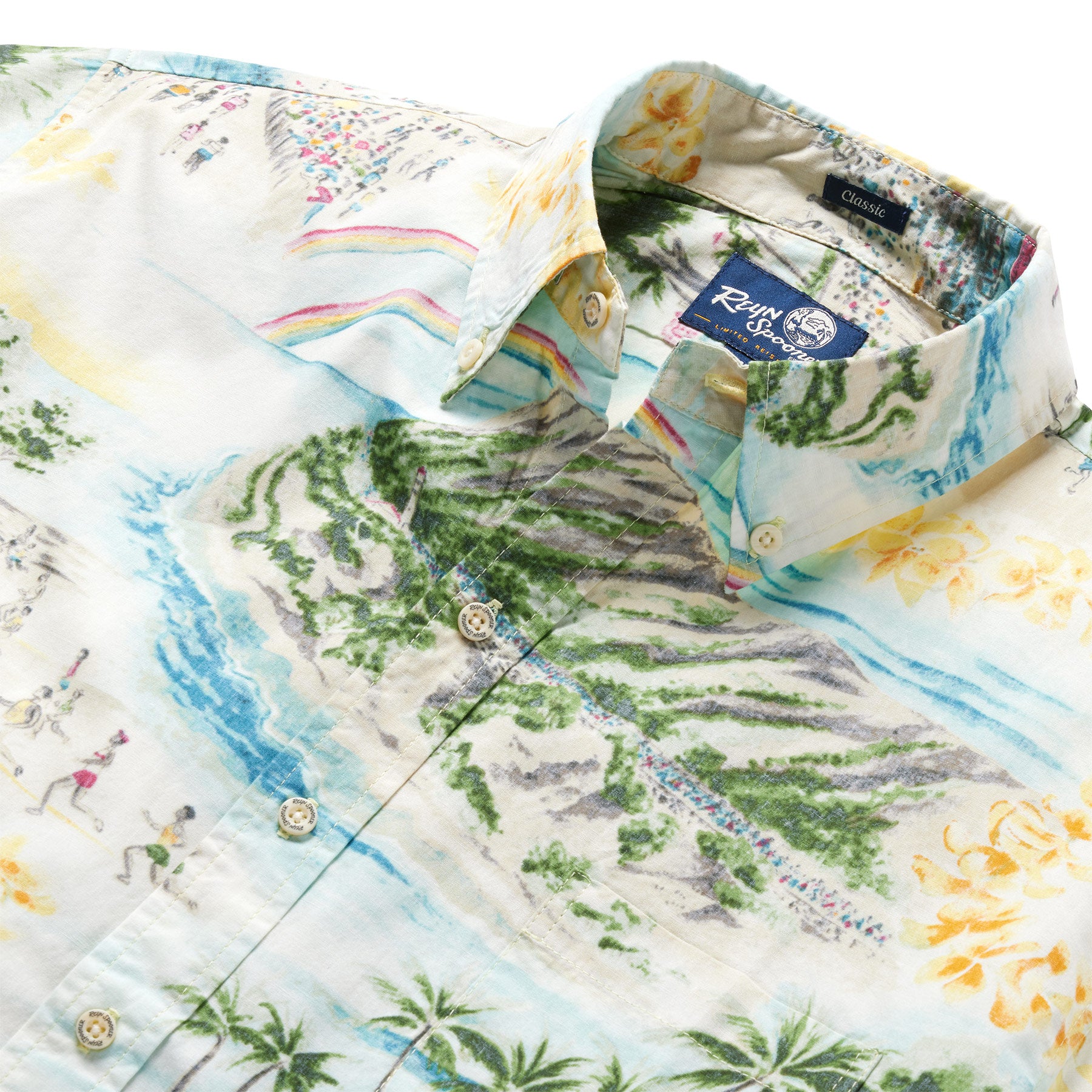 Reyn Spooner HONOLULU MARATHON BUTTON FRONT in OFF WHITE