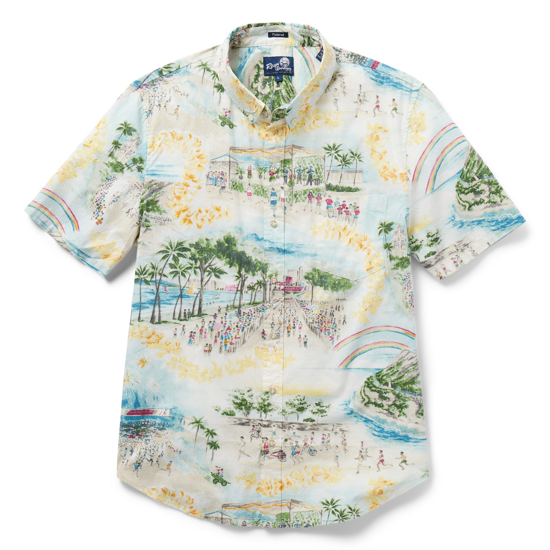Reyn Spooner HONOLULU MARATHON TAILORED in OFF WHITE