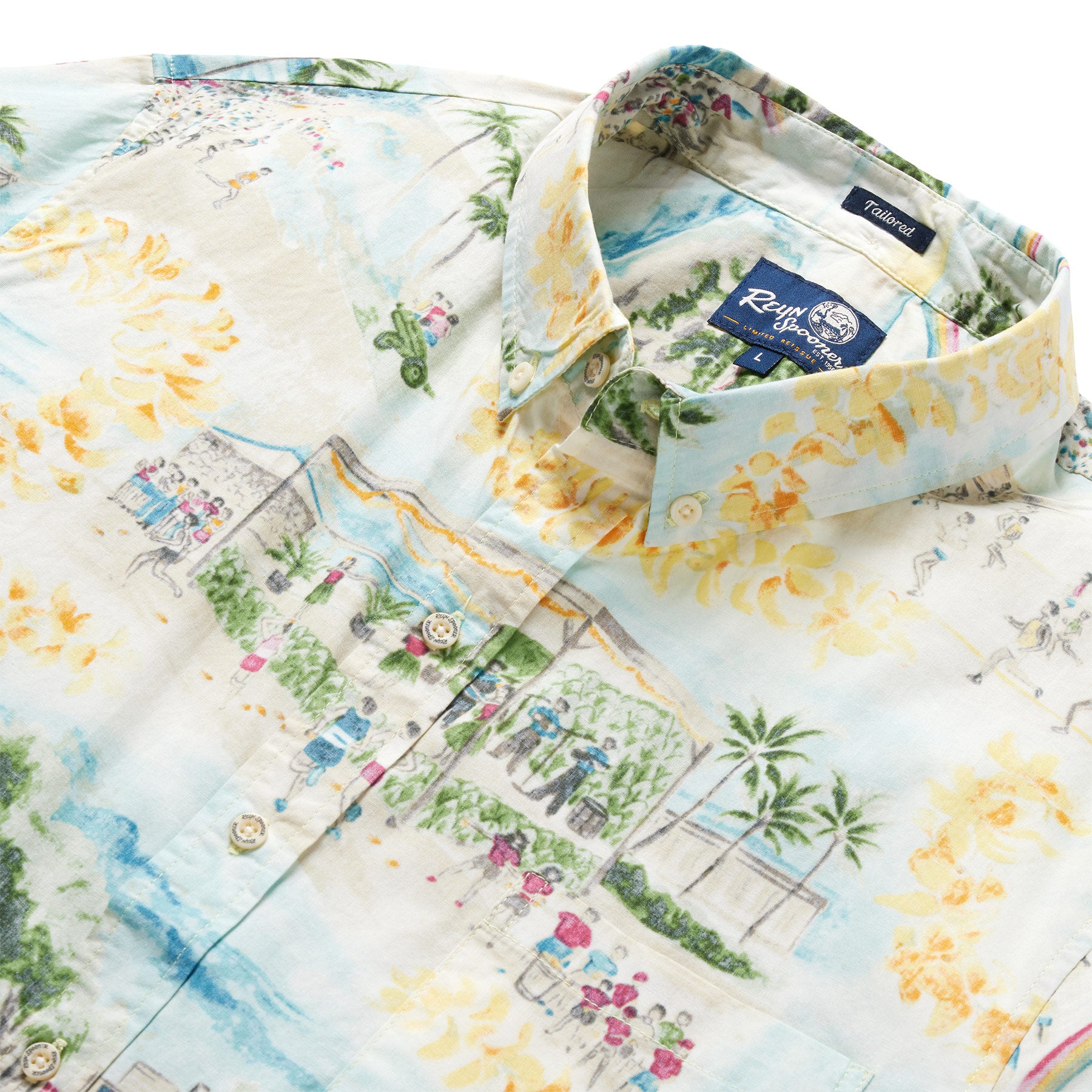 Reyn Spooner HONOLULU MARATHON TAILORED in OFF WHITE