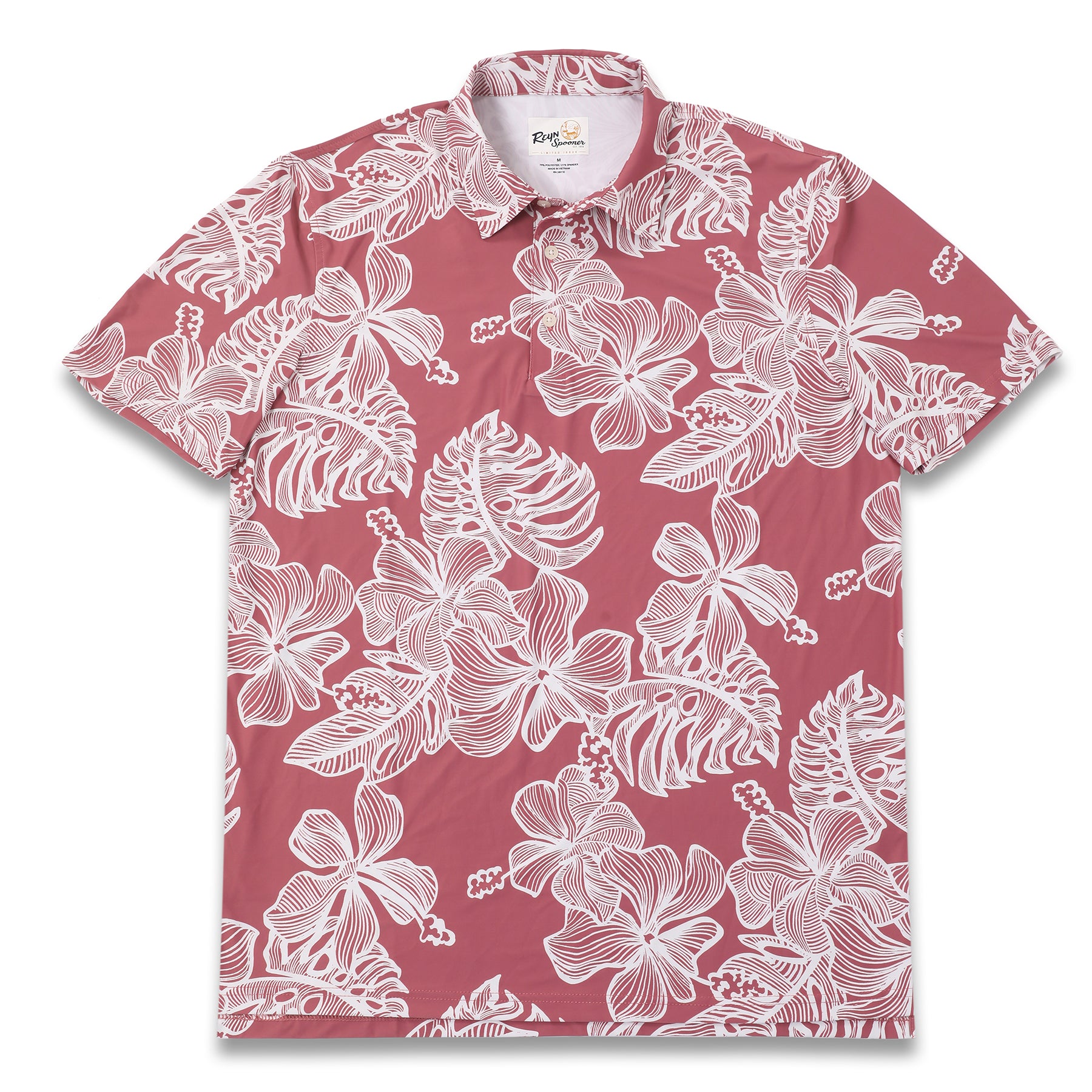 Reyn Spooner MAUNA MONSTERA PERFORMANCE POLO in FADED GINGER