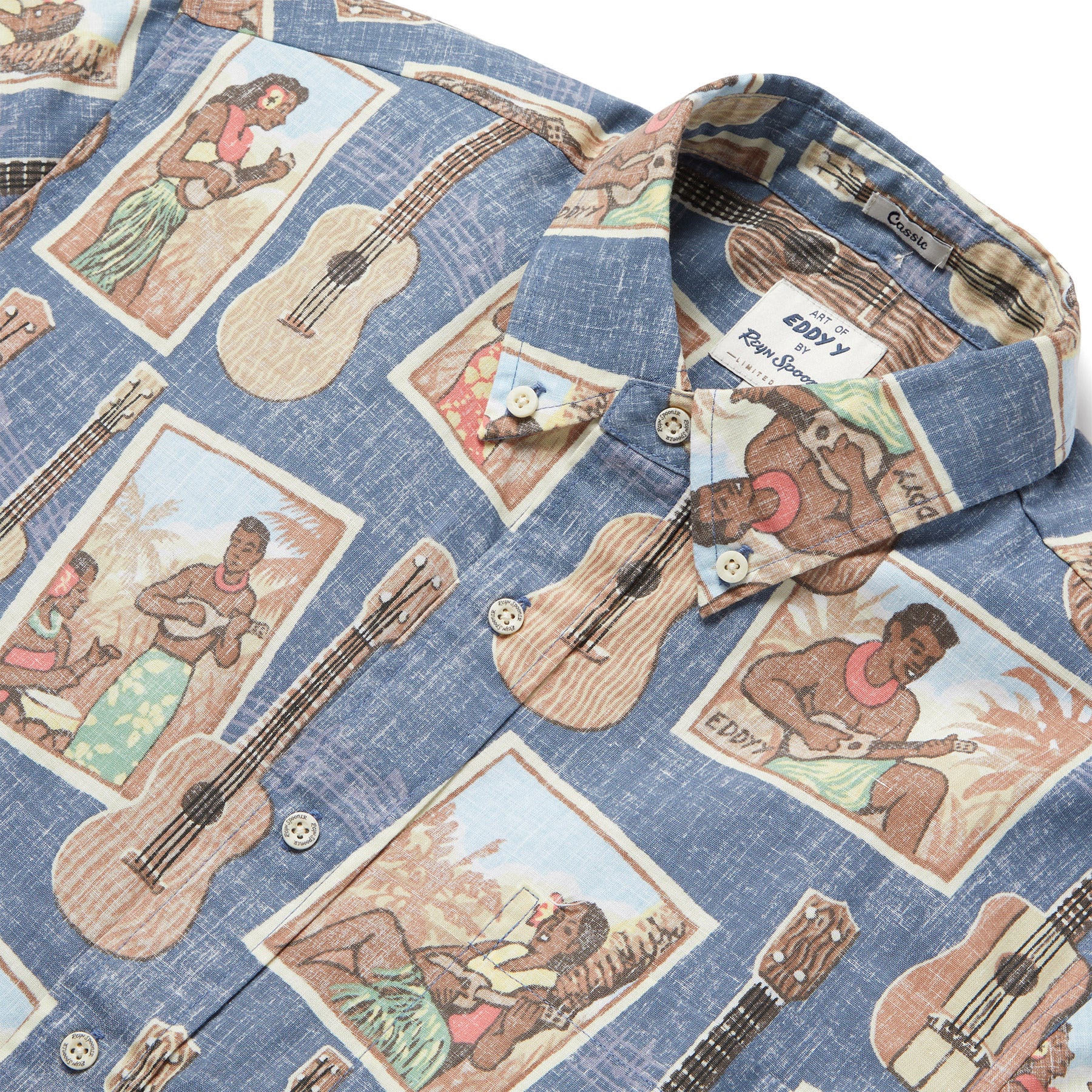 Reyn Spooner STRUMMER'S PARADISE BUTTON FRONT in BLUE