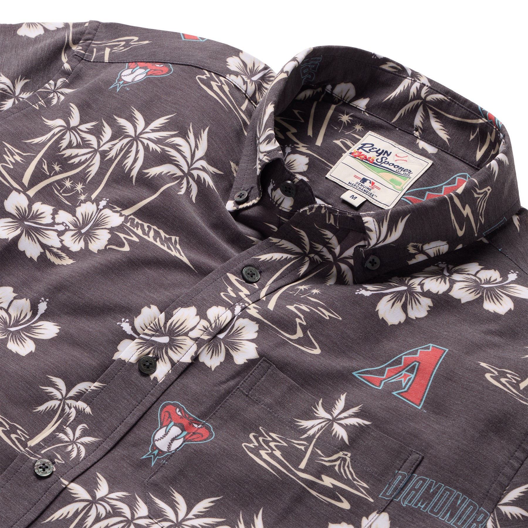 Reyn Spooner ARIZONA DIAMONDBACKS GAME DAY PERFORMANCE BUTTON FRONT in BLACK