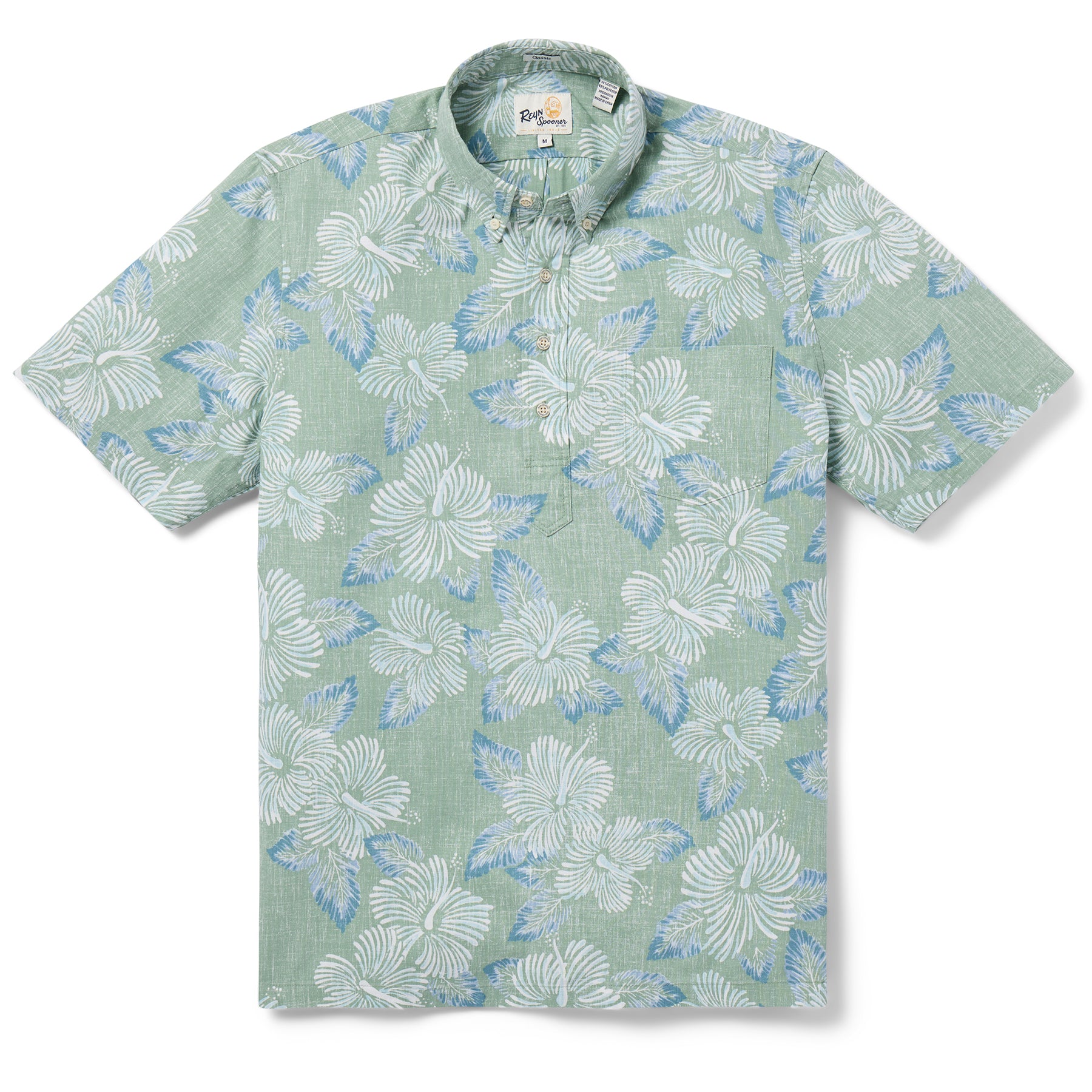 Reyn Spooner HIBISCUS BLOOMS PULLOVER in LEAF