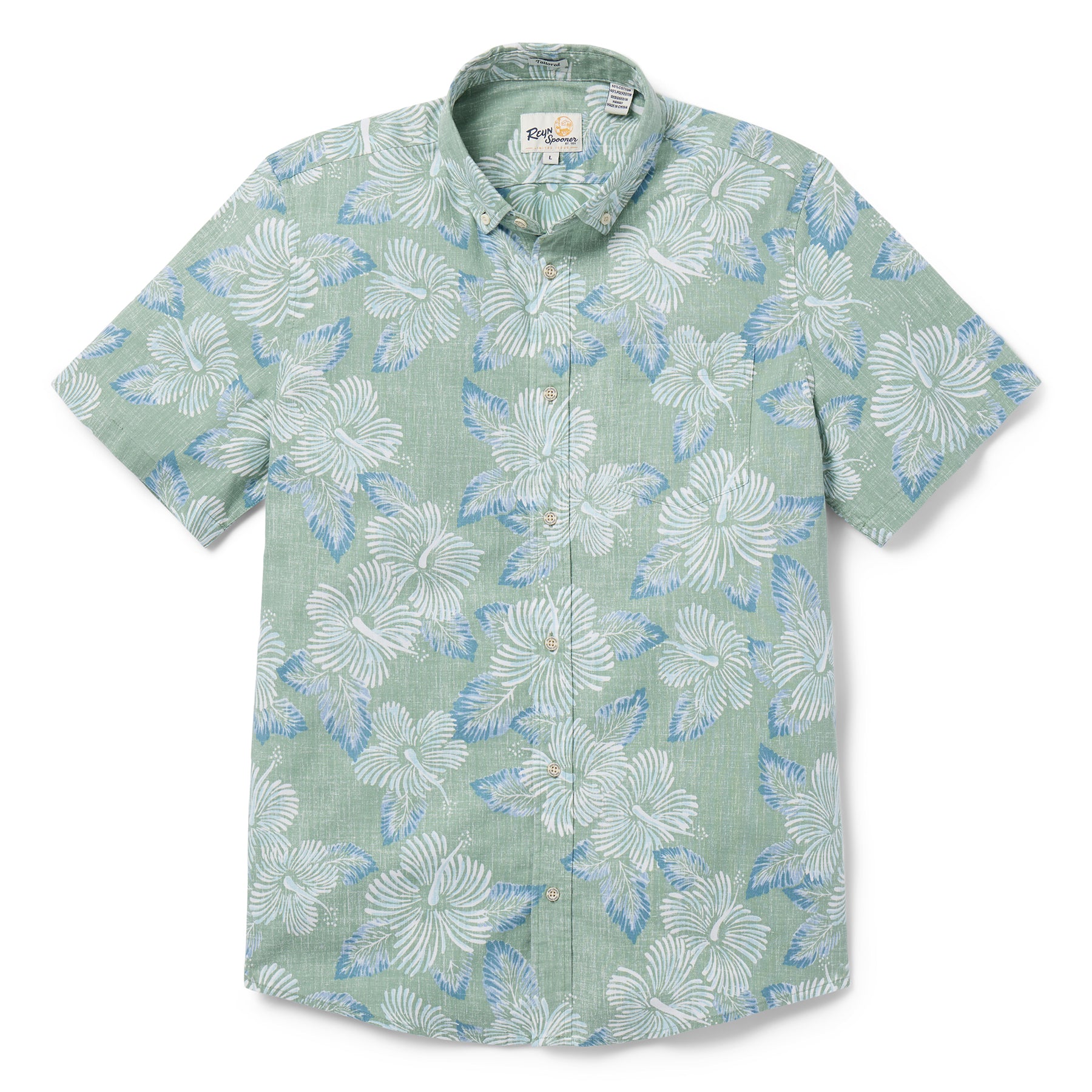 Reyn Spooner HIBISCUS BLOOMS TAILORED in LEAF