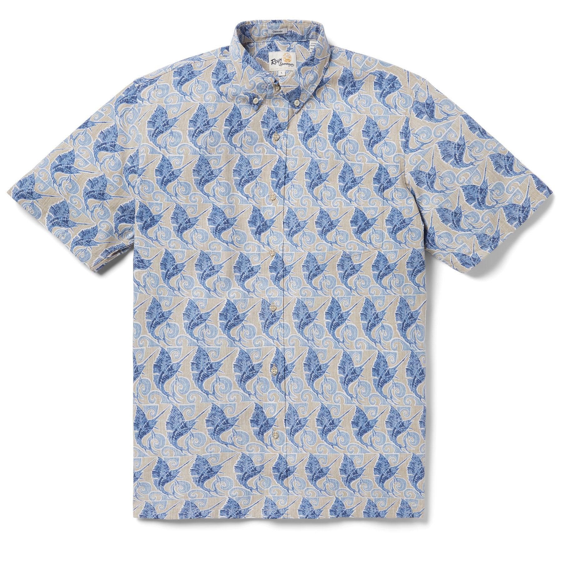 Reyn Spooner SPEEDY SWORDS BUTTON FRONT in SAND
