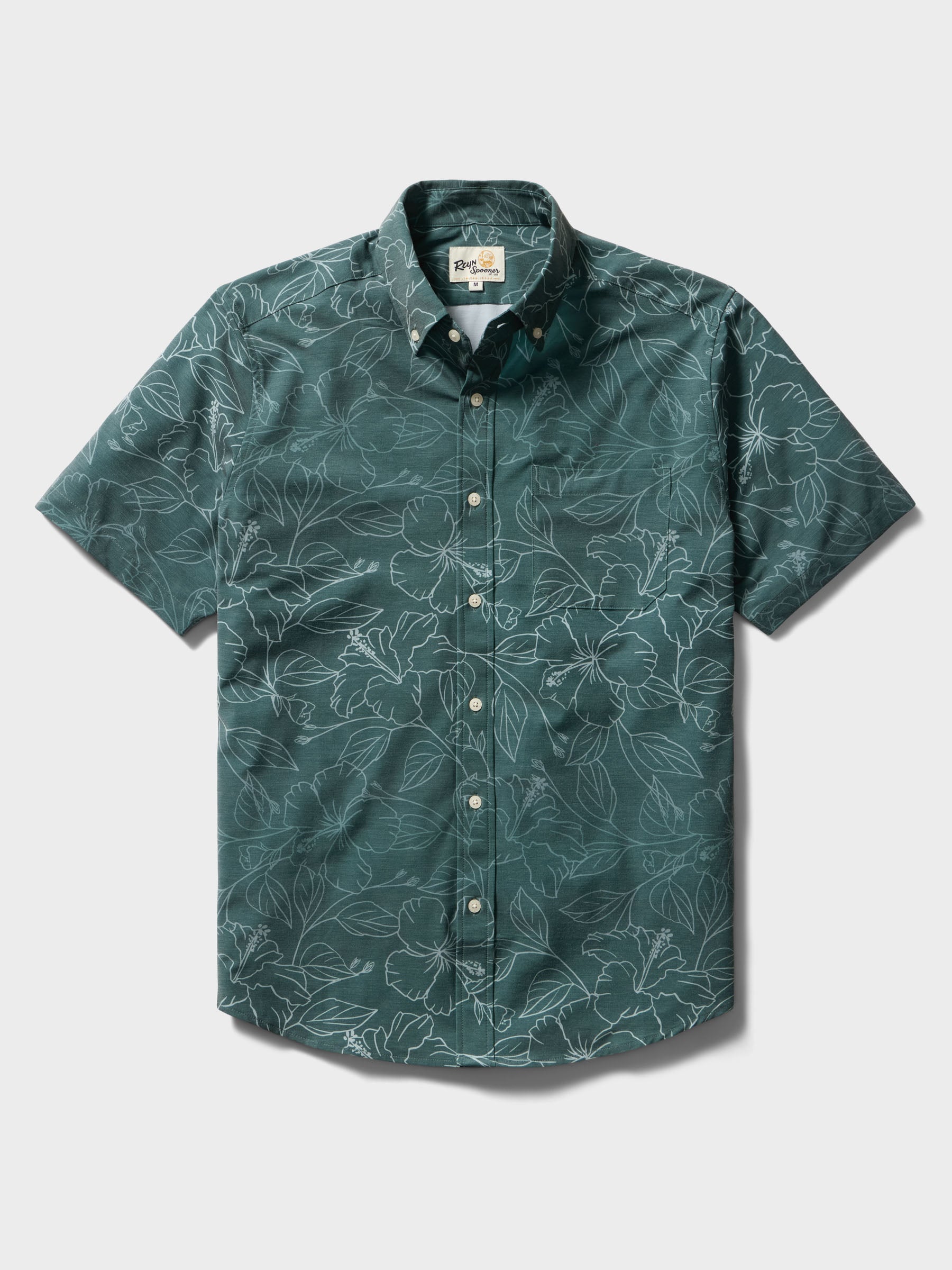 Reyn Spooner BIG BLOOMS PERFORMANCE ALOHA SHIRT in Bistro Green
