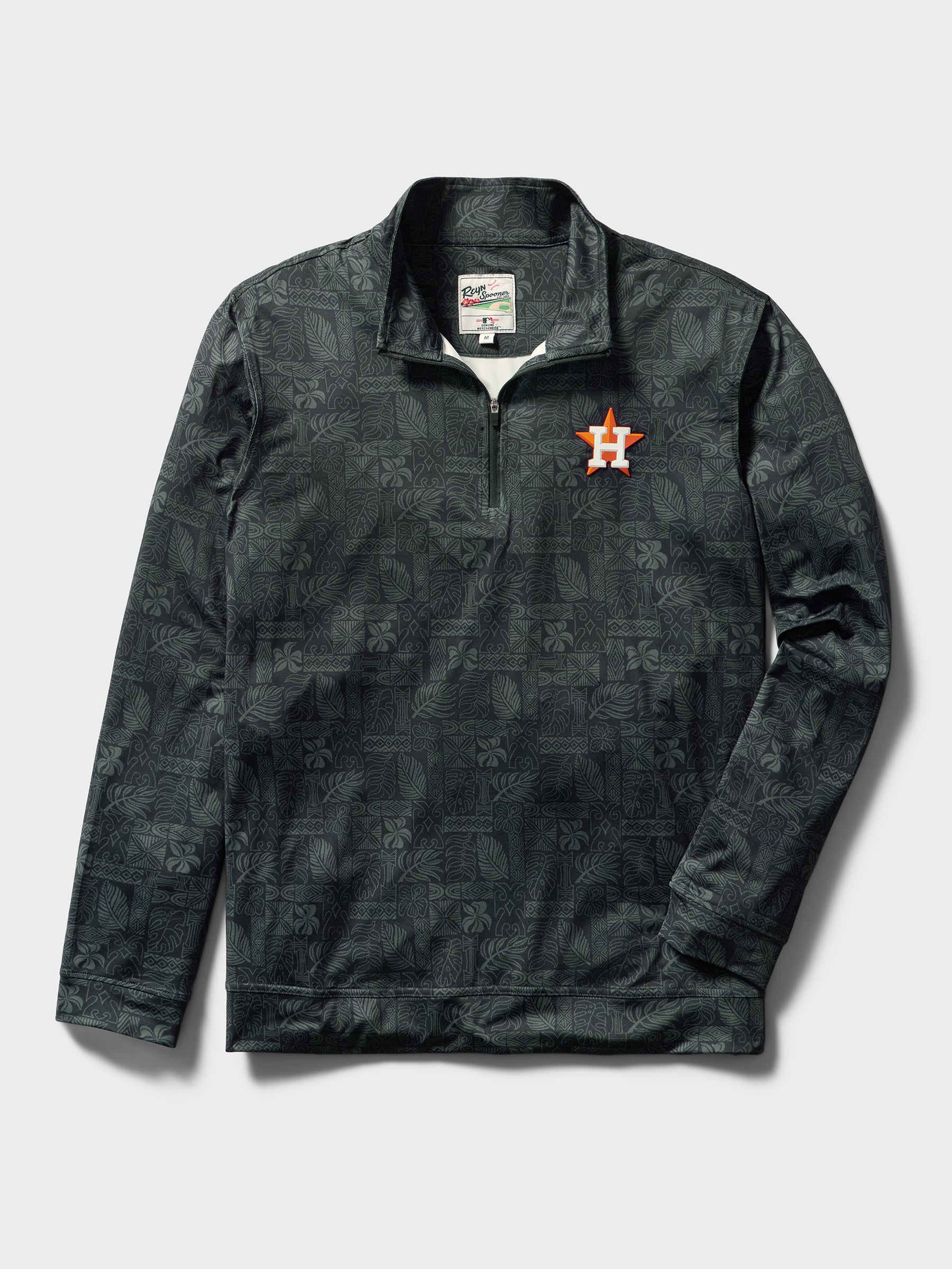 Reyn Spooner MLB® HOUSTON ASTROS QUARTER ZIP in SOUTH PACIFIC TAPA - BLACK