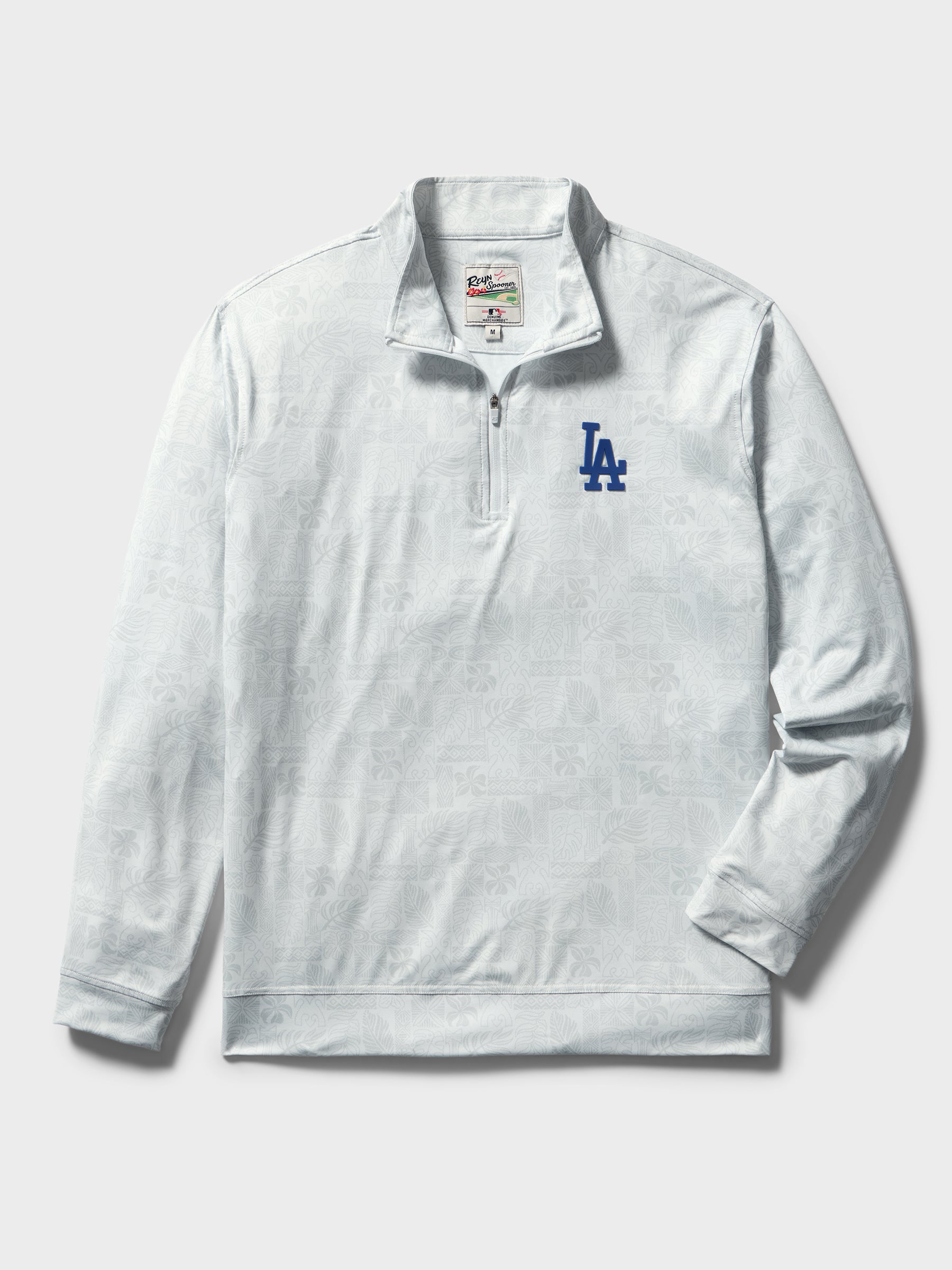 Reyn Spooner MLB® LOS ANGELES DODGERS QUARTER ZIP in SOUTH PACIFIC TAPA - WHITE