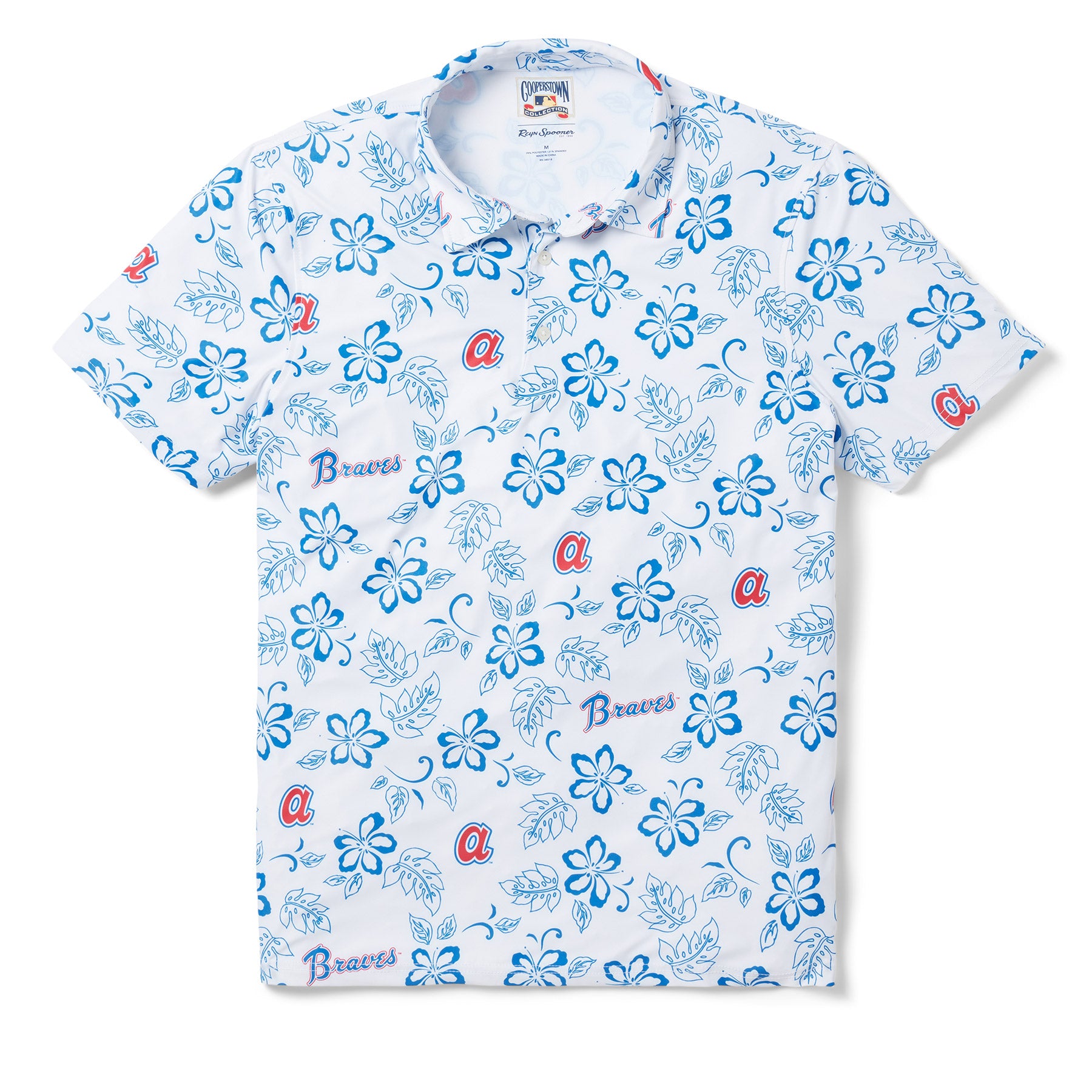 Reyn Spooner ATLANTA BRAVES COOPERSTOWN PERFORMANCE POLO in WHITE