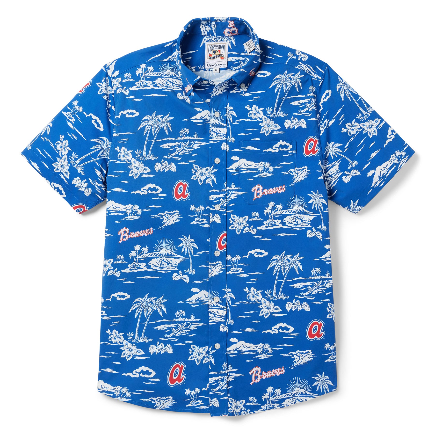 Reyn Spooner ATLANTA BRAVES COOPERSTOWN PERFORMANCE BUTTON FRONT in BLUE