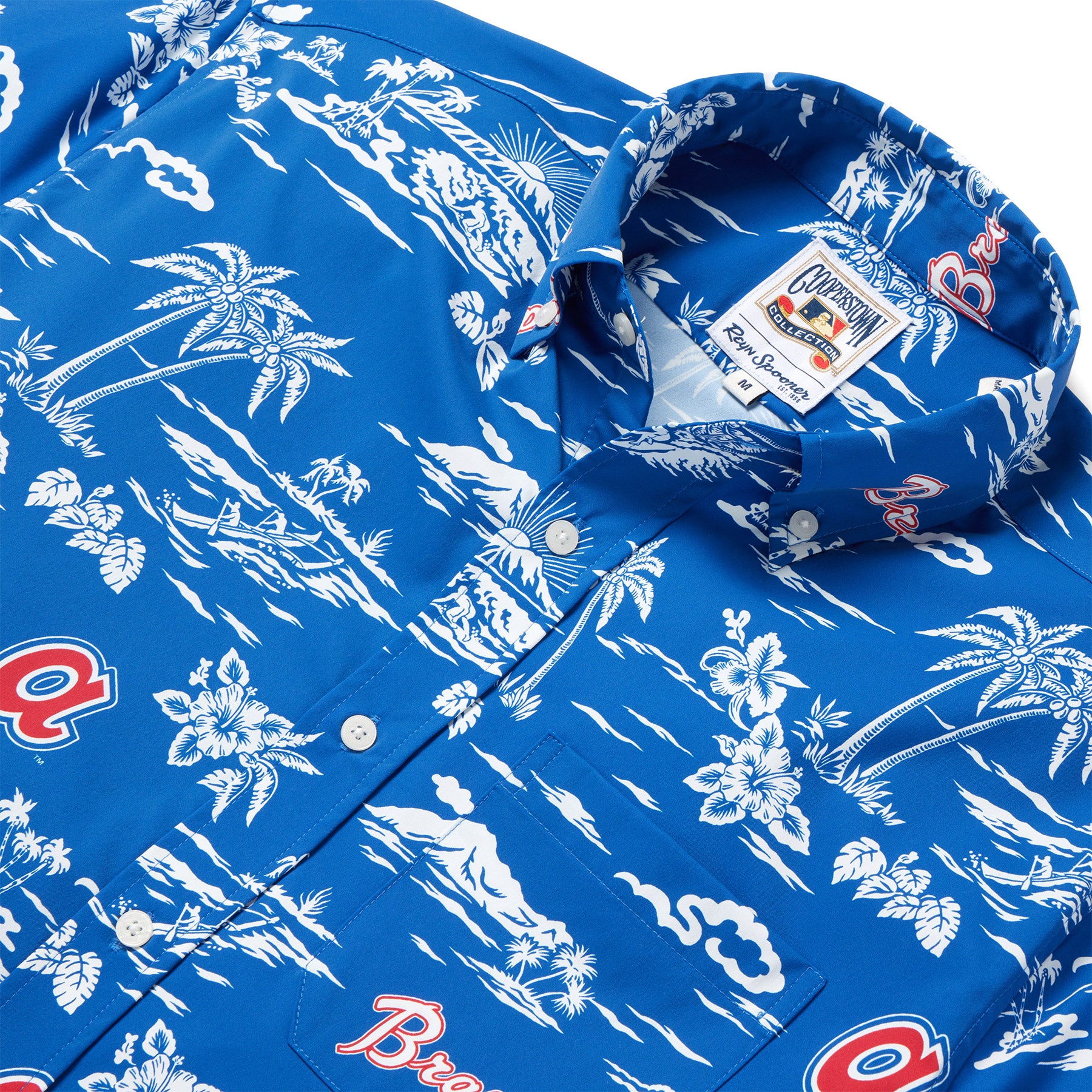 Reyn Spooner ATLANTA BRAVES COOPERSTOWN PERFORMANCE BUTTON FRONT in BLUE