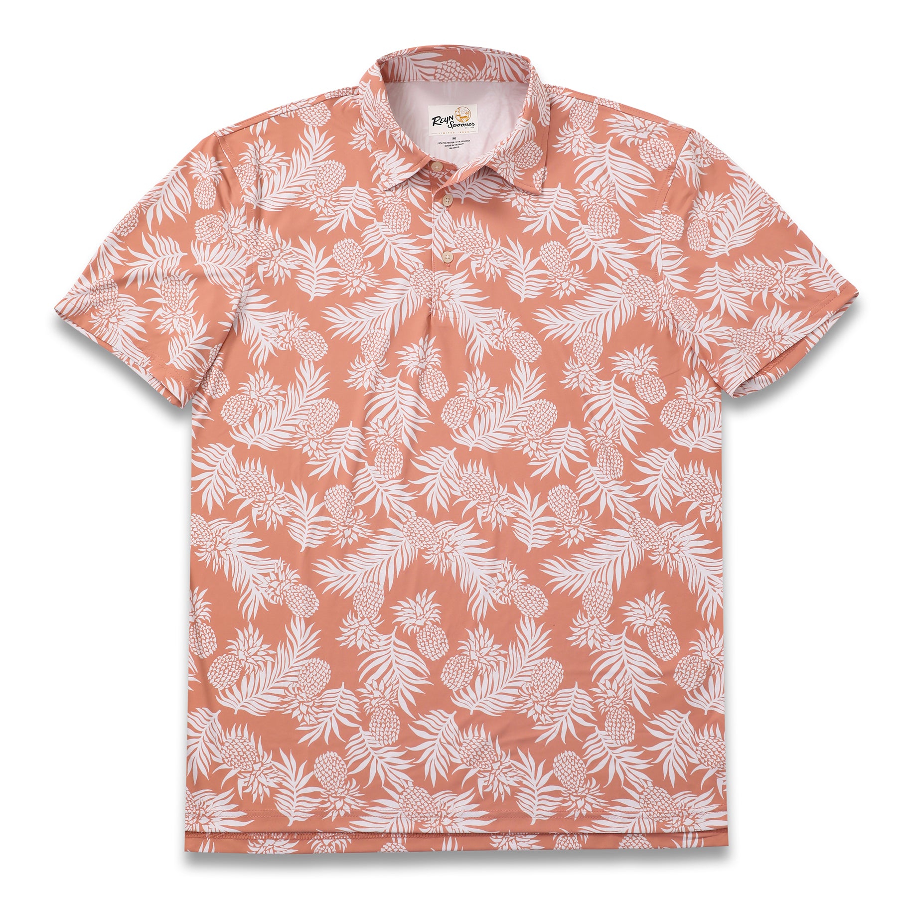 Reyn Spooner PINEAPPLE PALM PERFORMANCE POLO in CORAL