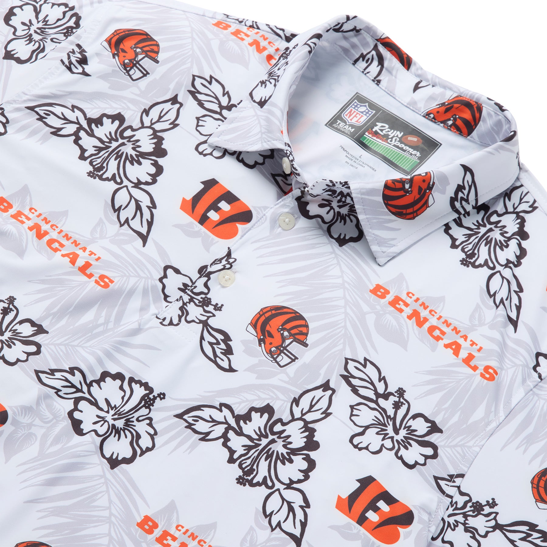 Reyn Spooner CINCINNATI BENGALS GAME DAY PERFORMANCE POLO in WHITE
