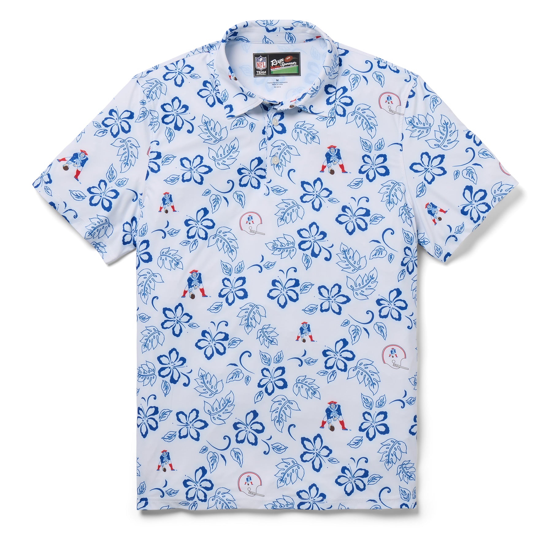 Reyn Spooner NEW ENGLAND PATRIOTS THROWBACK PERFORMANCE POLO in WHITE