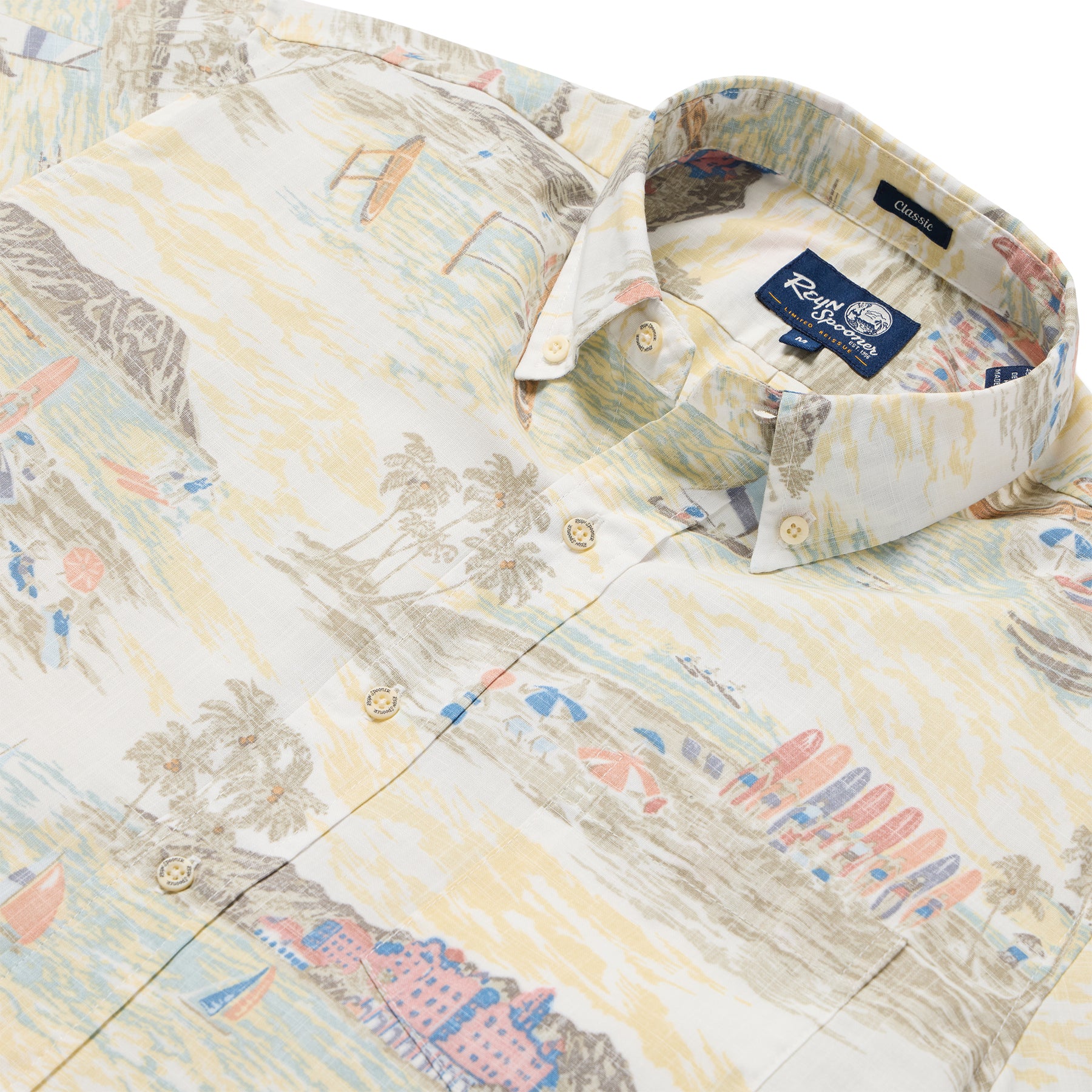 Reyn Spooner WAIKIKI NOSTALGIA BUTTON FRONT in SUNSET