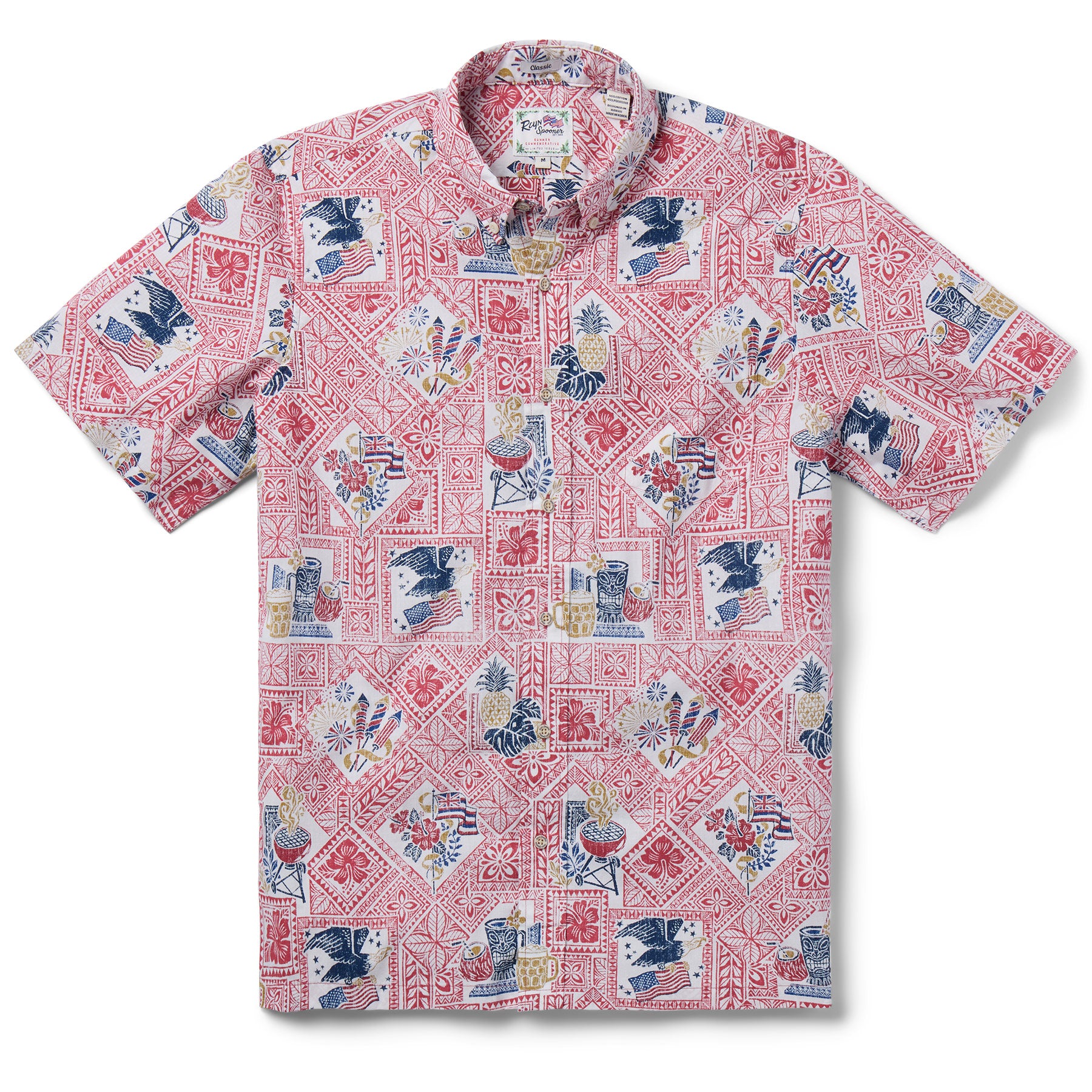 Reyn Spooner SUMMER COMMEMORATIVE 2025 BUTTON FRONT in NANTUCKET RED