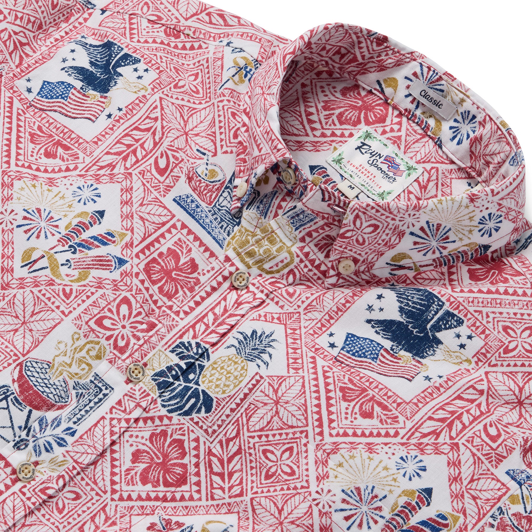 Reyn Spooner SUMMER COMMEMORATIVE 2025 BUTTON FRONT in NANTUCKET RED
