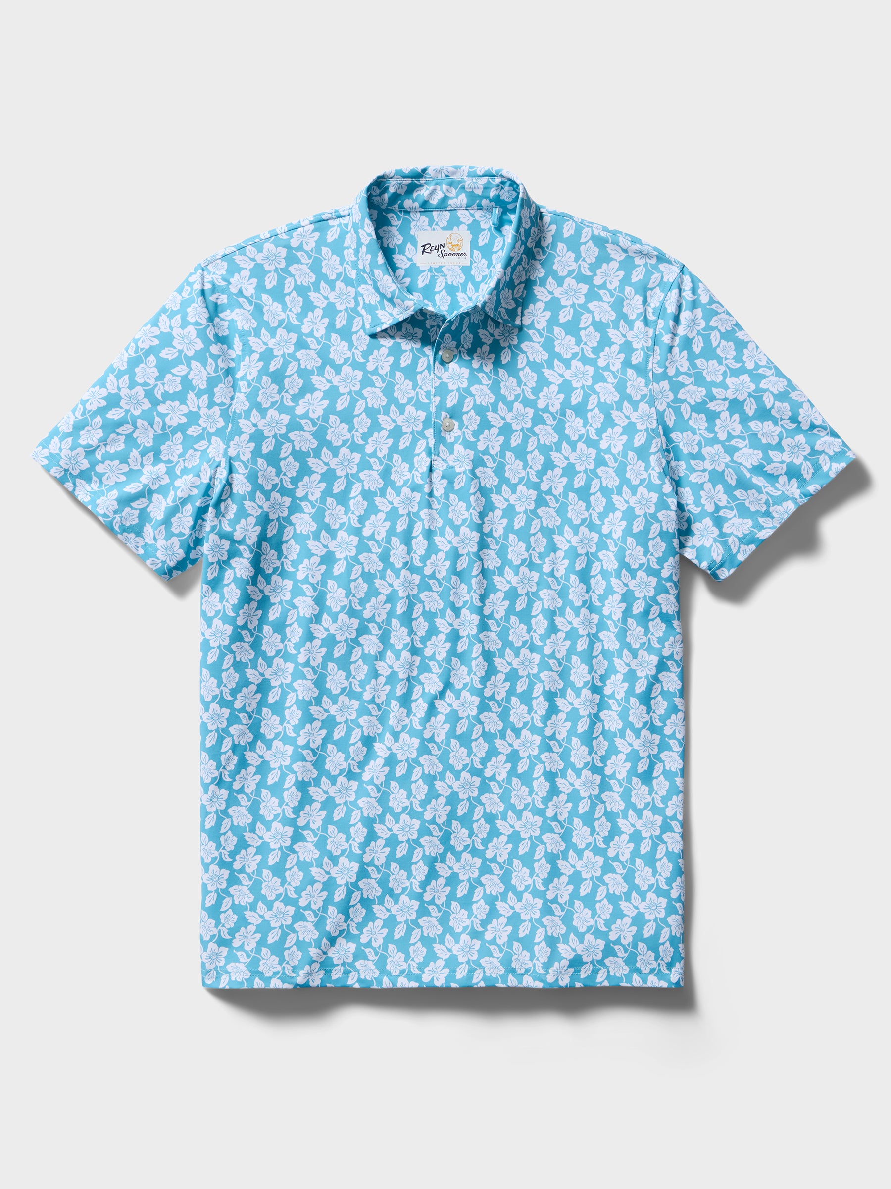 Reyn Spooner CAMELLIAS PERFORMANCE POLO in AQUA