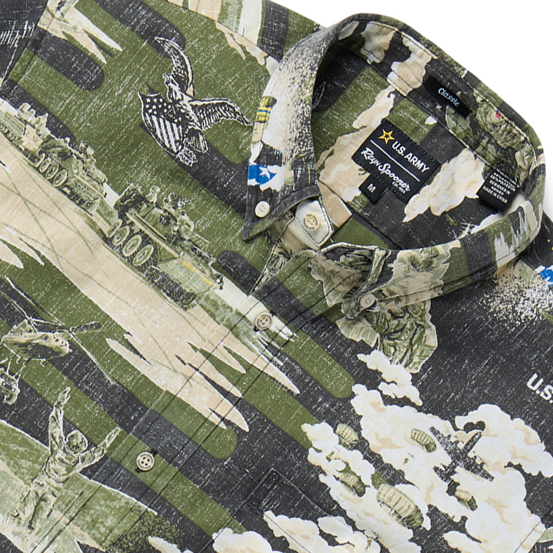 Reyn Spooner ARMY: BE ALL YOU CAN BE BUTTON FRONT in BLACK