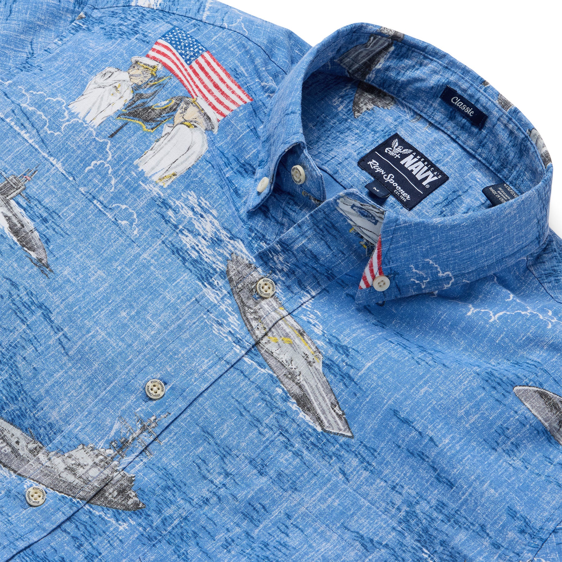 Reyn Spooner NAVY: HONOR, COURAGE, COMMITMENT BUTTON FRONT in BLUE YONDER