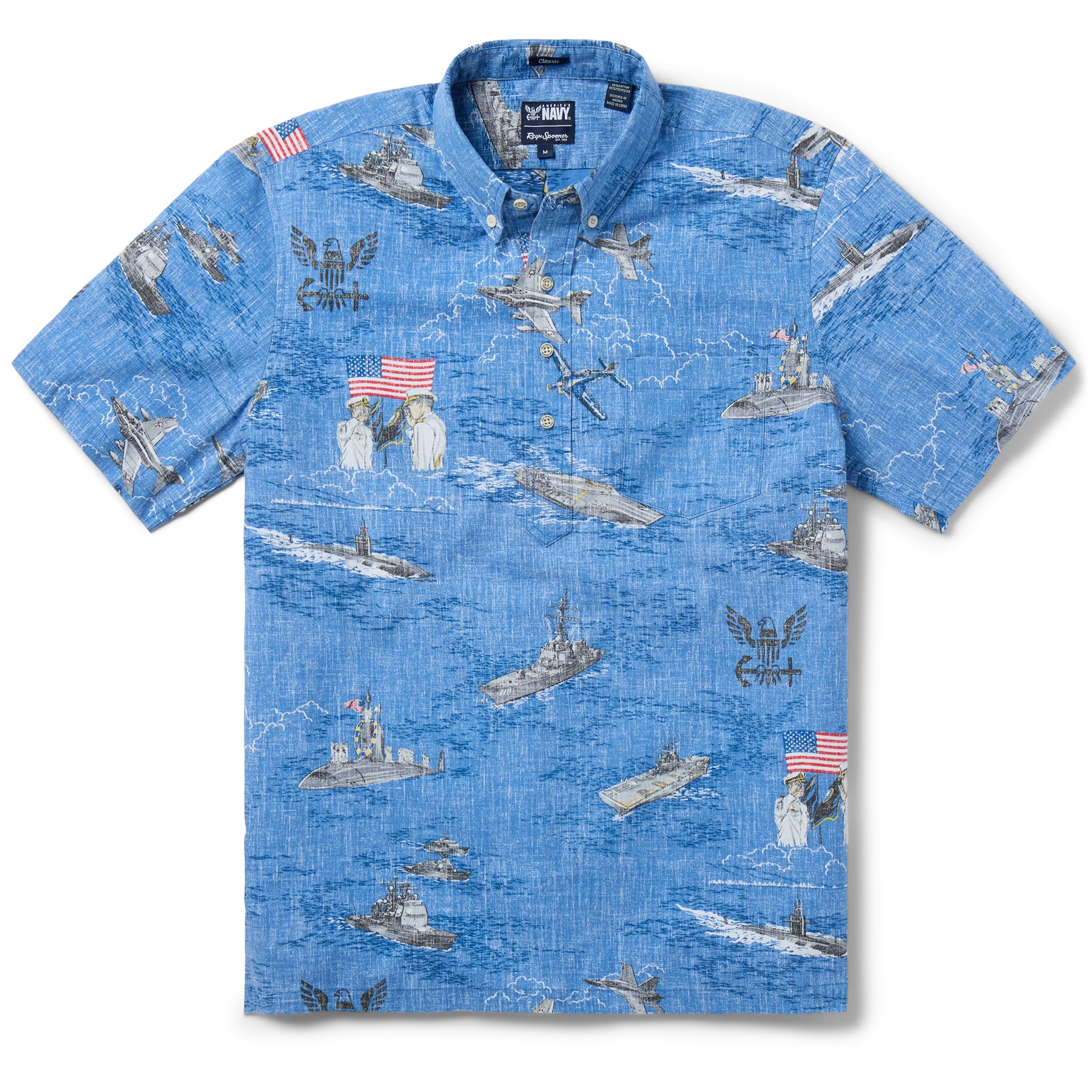 Reyn Spooner NAVY: HONOR, COURAGE, COMMITMENT PULLOVER in BLUE YONDER