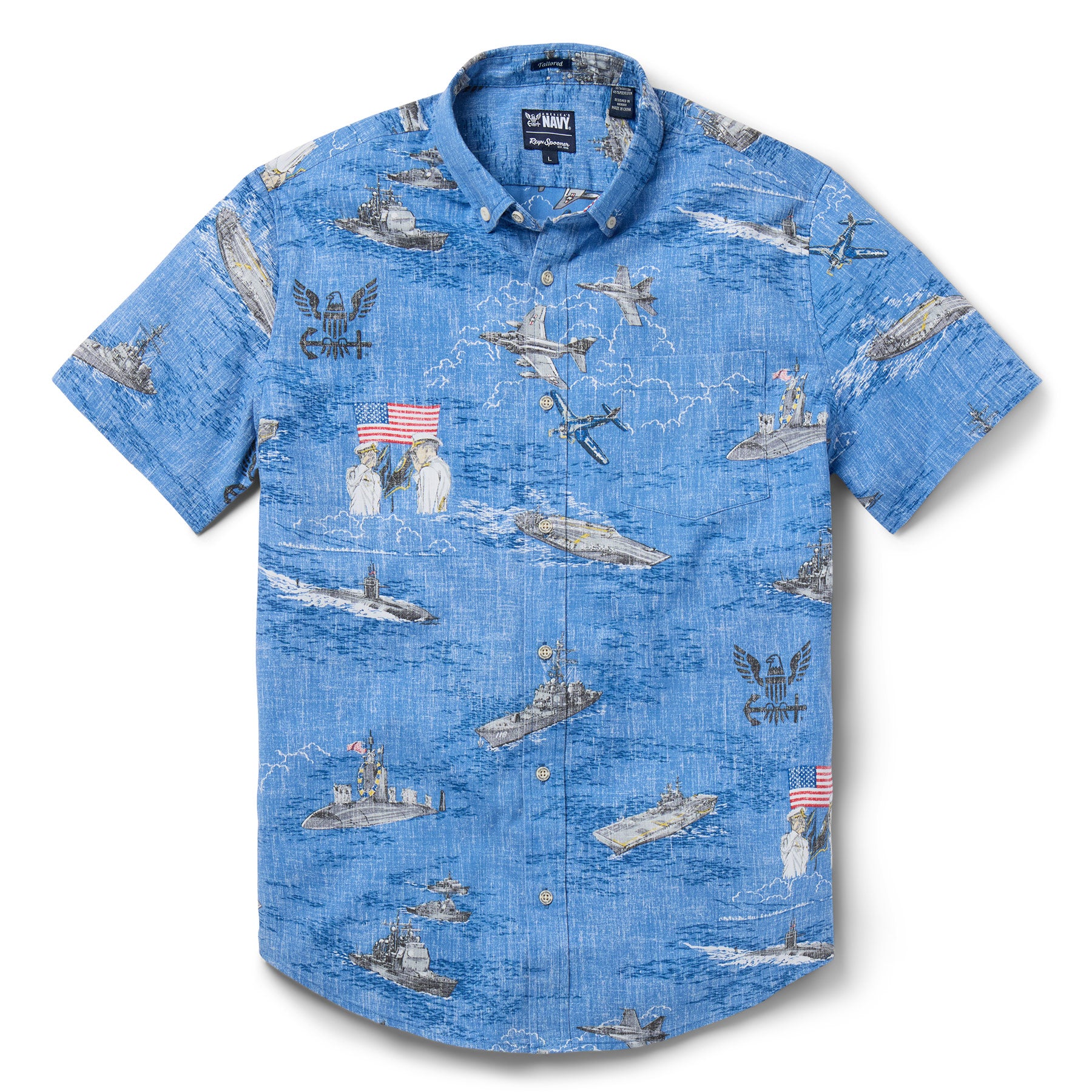 Reyn Spooner NAVY: HONOR, COURAGE, COMMITMENT TAILORED in BLUE YONDER