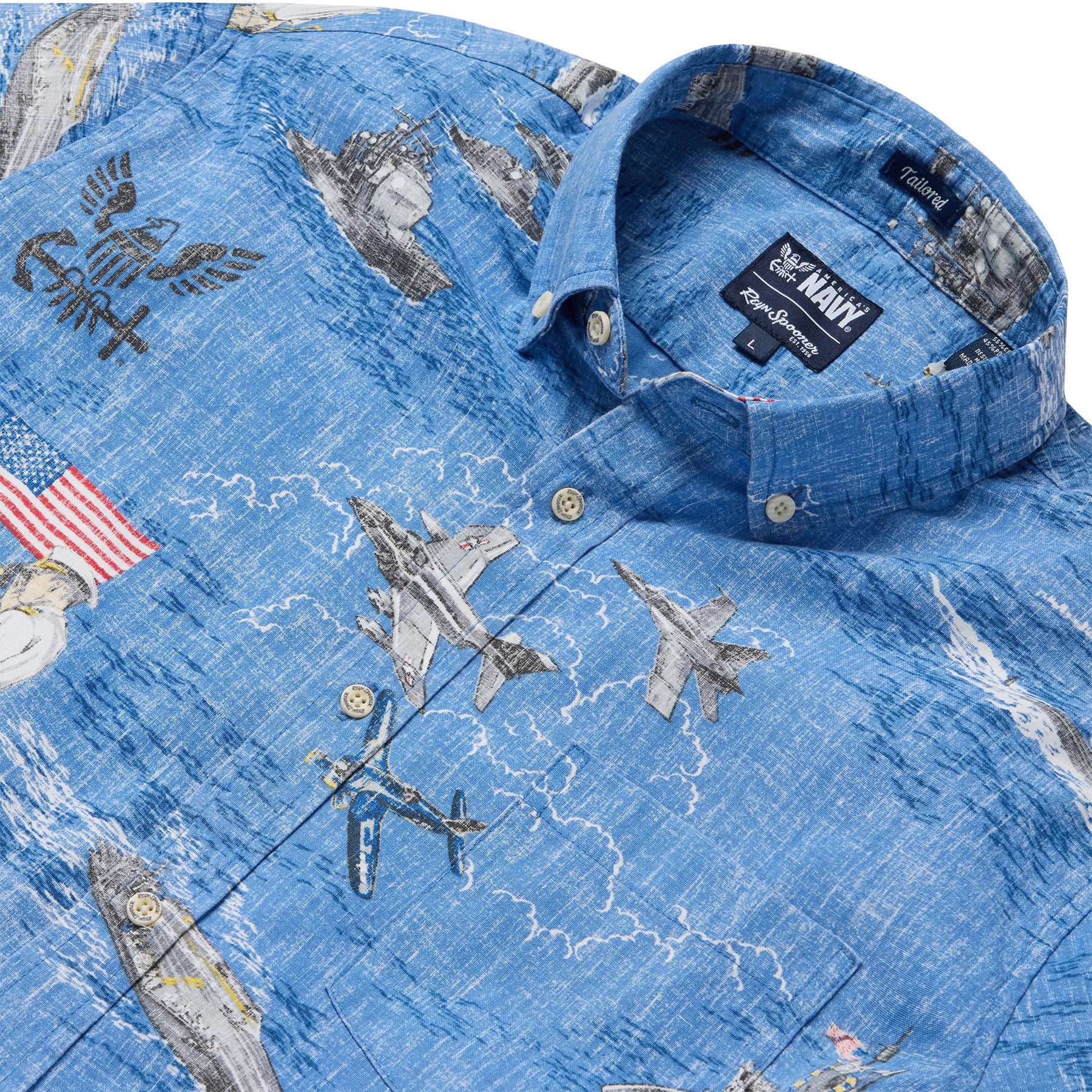 Reyn Spooner NAVY: HONOR, COURAGE, COMMITMENT TAILORED in BLUE YONDER