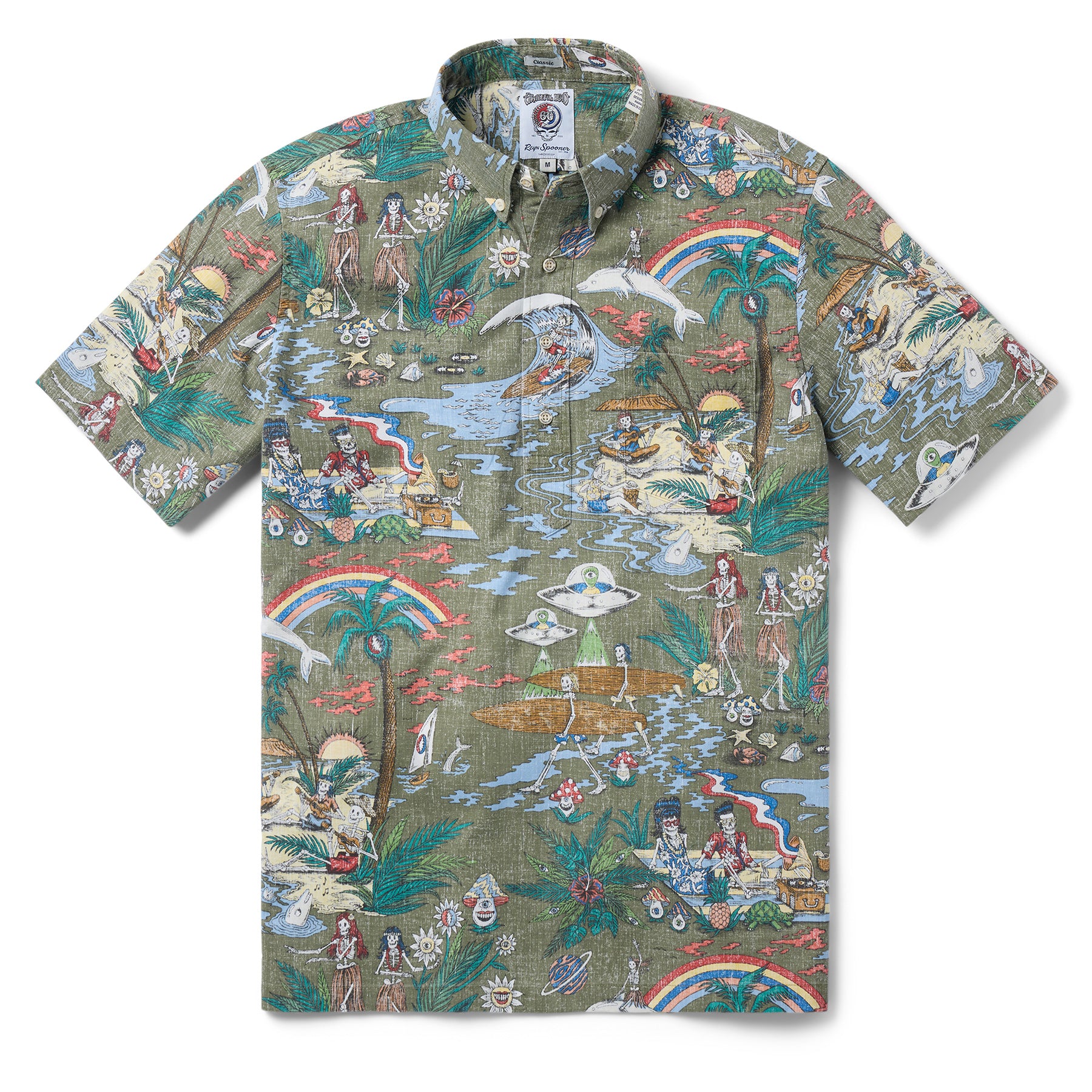 Reyn Spooner GRATEFUL DEAD "FAR OUT" PULLOVER in DUSTY OLIVE