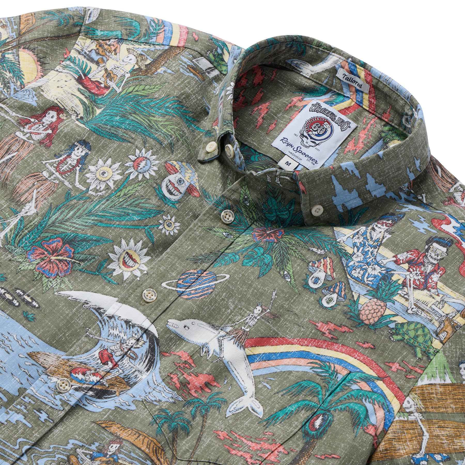 Reyn Spooner GRATEFUL DEAD "FAR OUT" TAILORED in DUSTY OLIVE