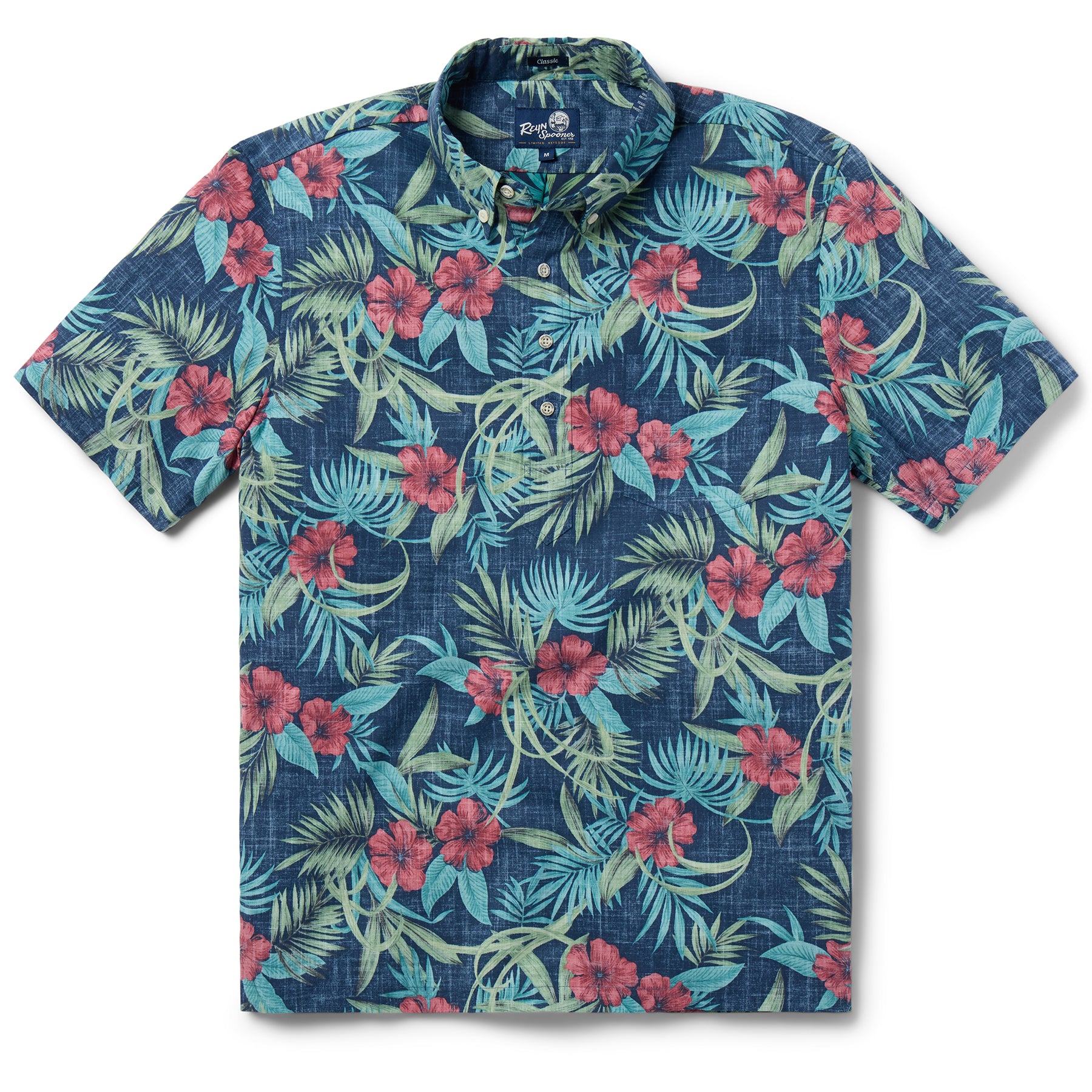 Reyn Spooner PALM FLORAL PULLOVER in NAVY
