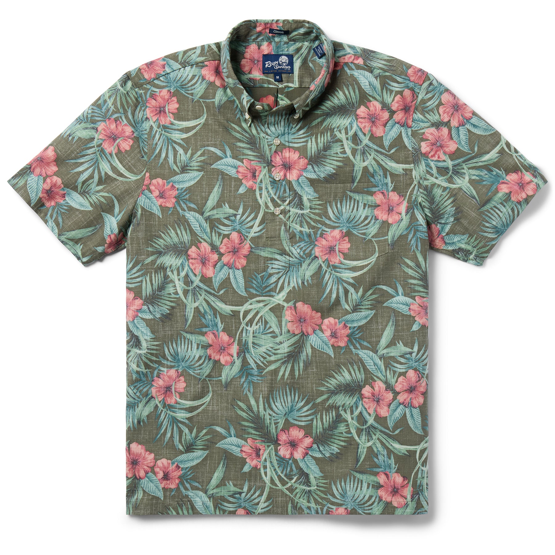 Reyn Spooner PALM FLORAL PULLOVER in OLIVE