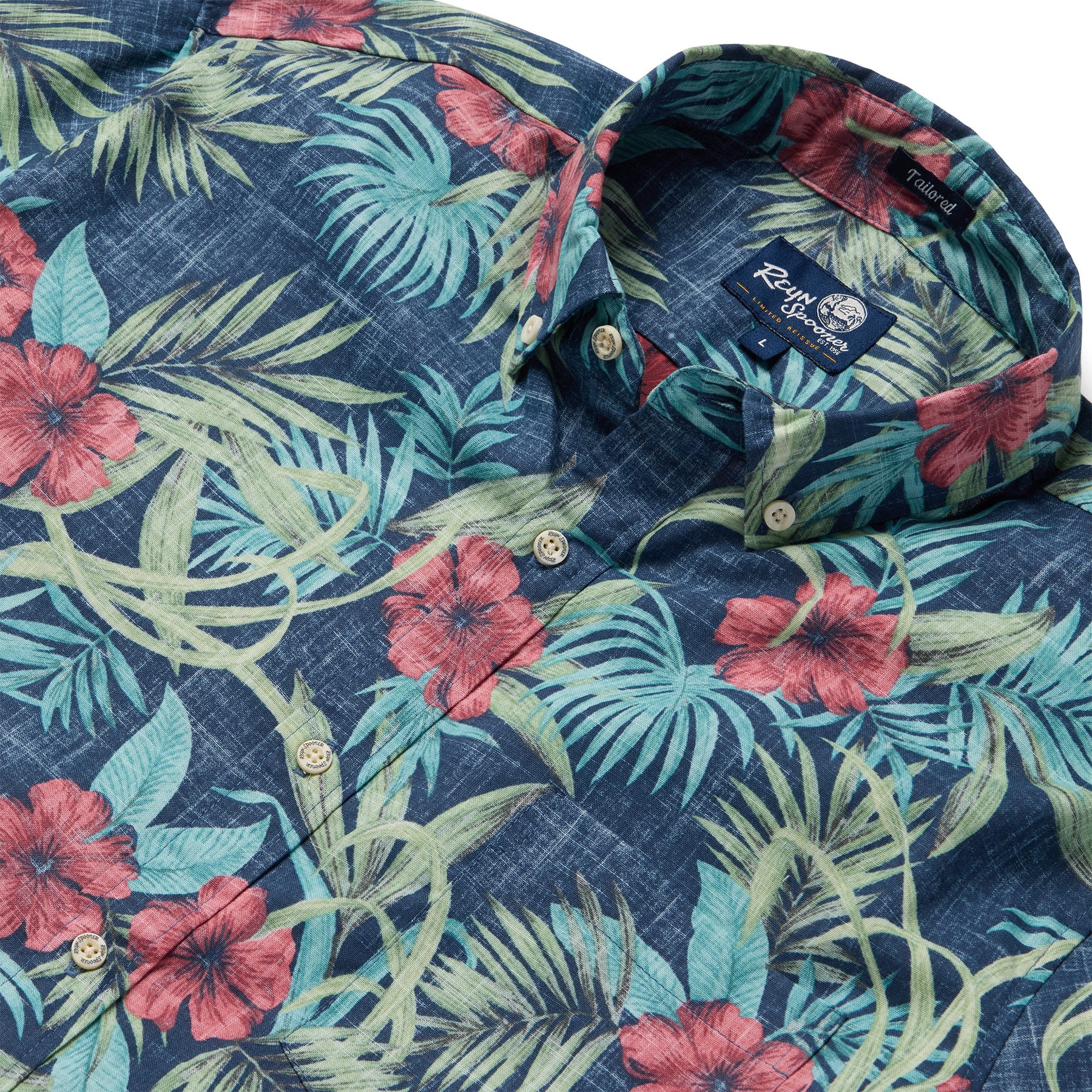 Reyn Spooner PALM FLORAL TAILORED in NAVY