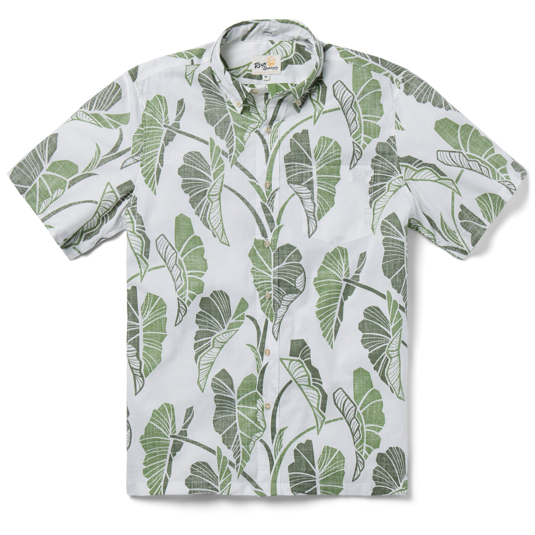 Reyn Spooner TRAILING TARO BUTTON FRONT in WHITE