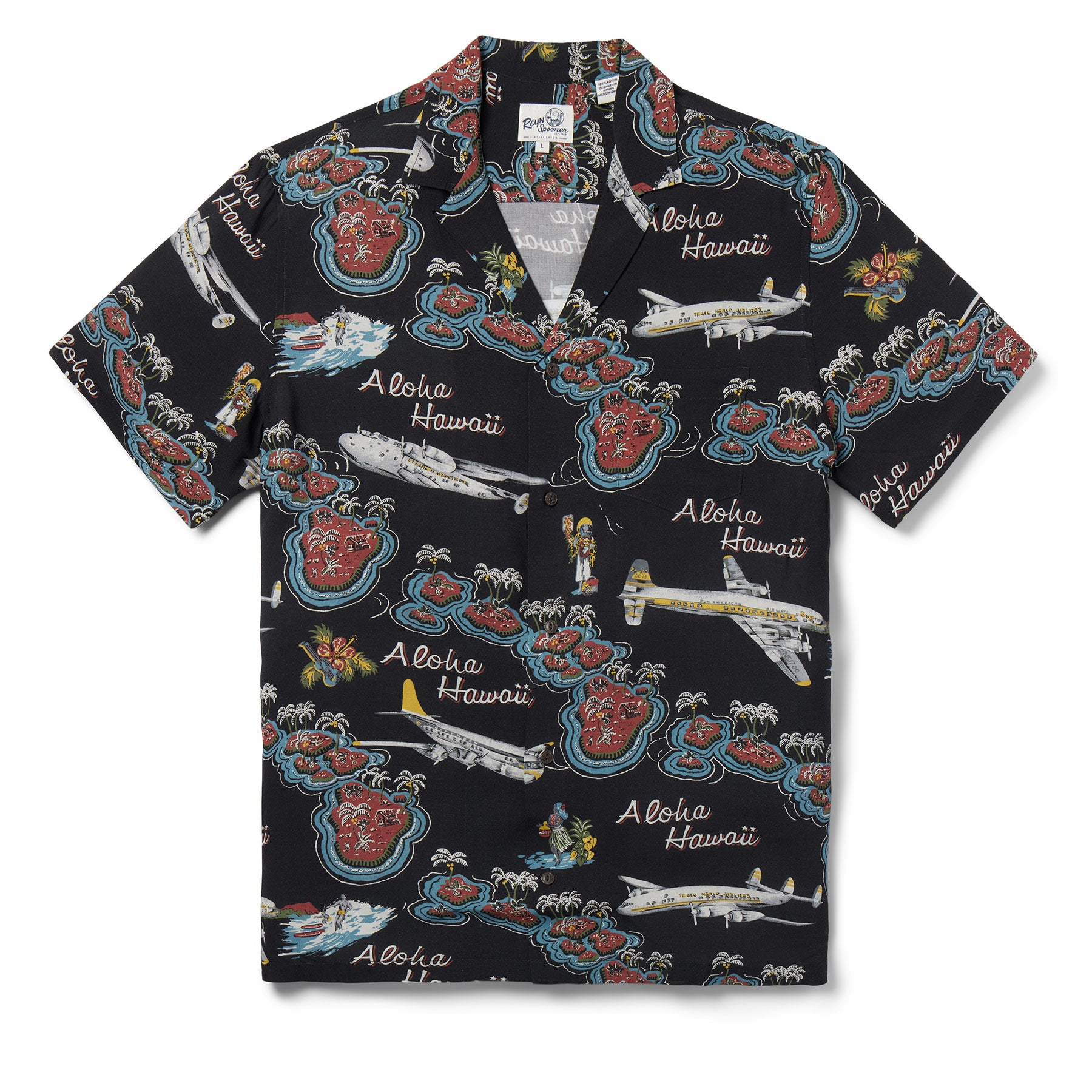 Reyn Spooner BIRDS IN PARADISE CAMP SHIRT in BLACK