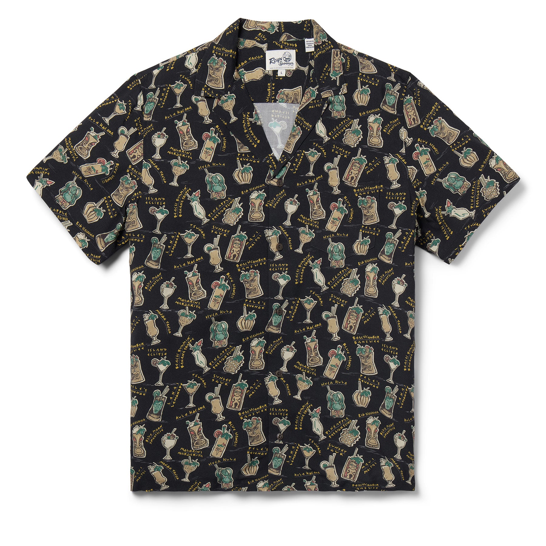 Reyn Spooner MAUI MAI TAI CAMP SHIRT in BLACK