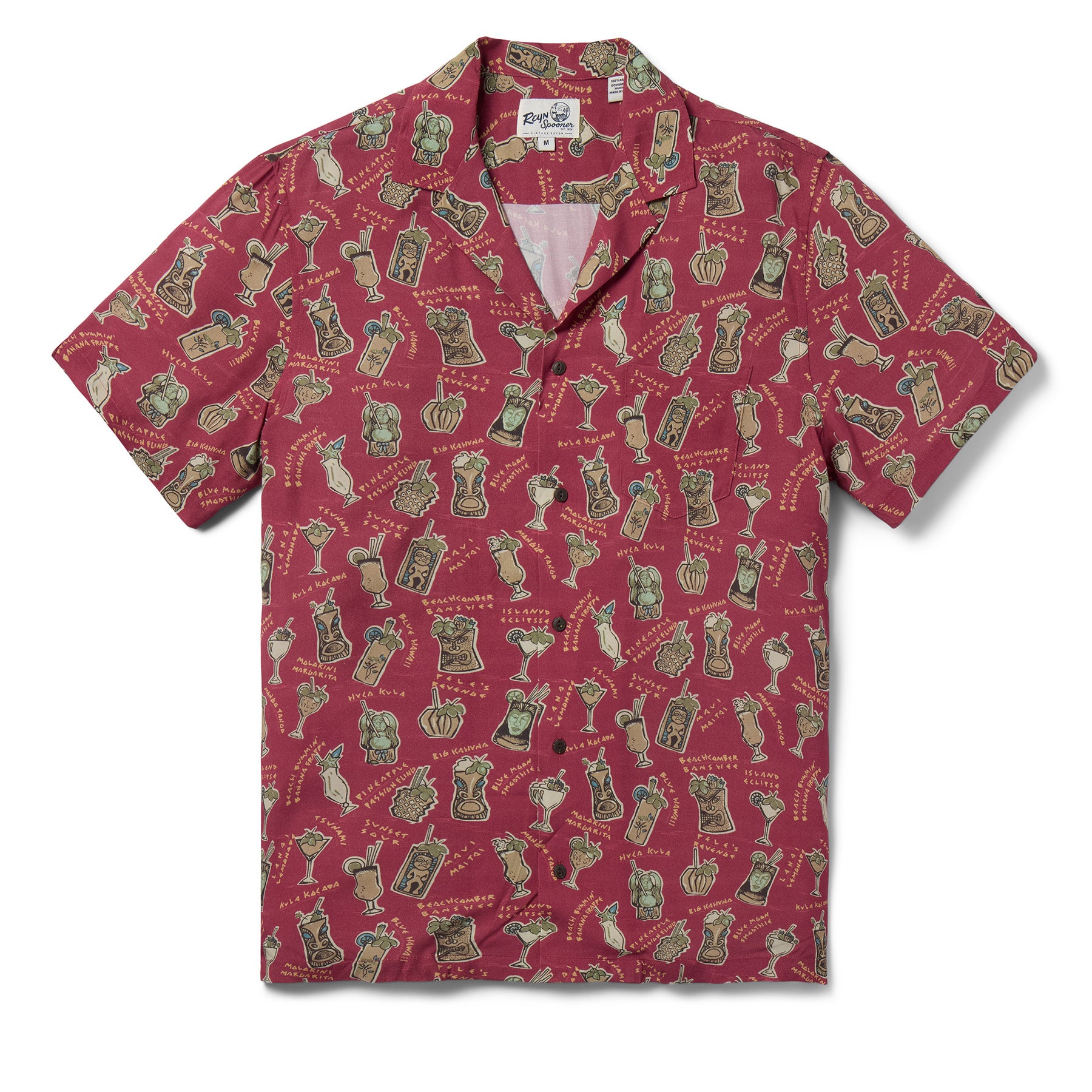 Reyn Spooner MAUI MAI TAI CAMP SHIRT in MAROON