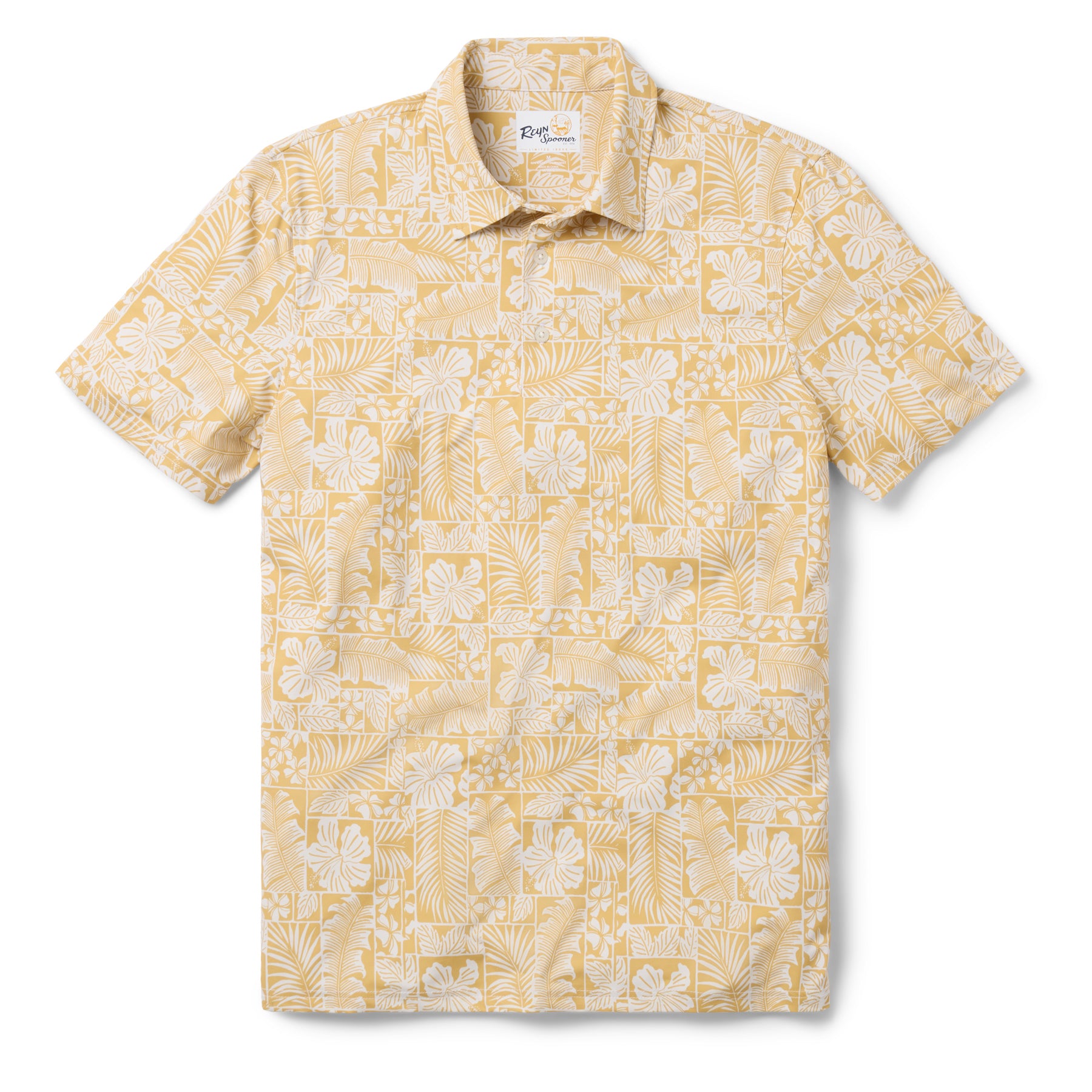 Reyn Spooner FLORAL FRAMES PERFORMANCE POLO in STRAW