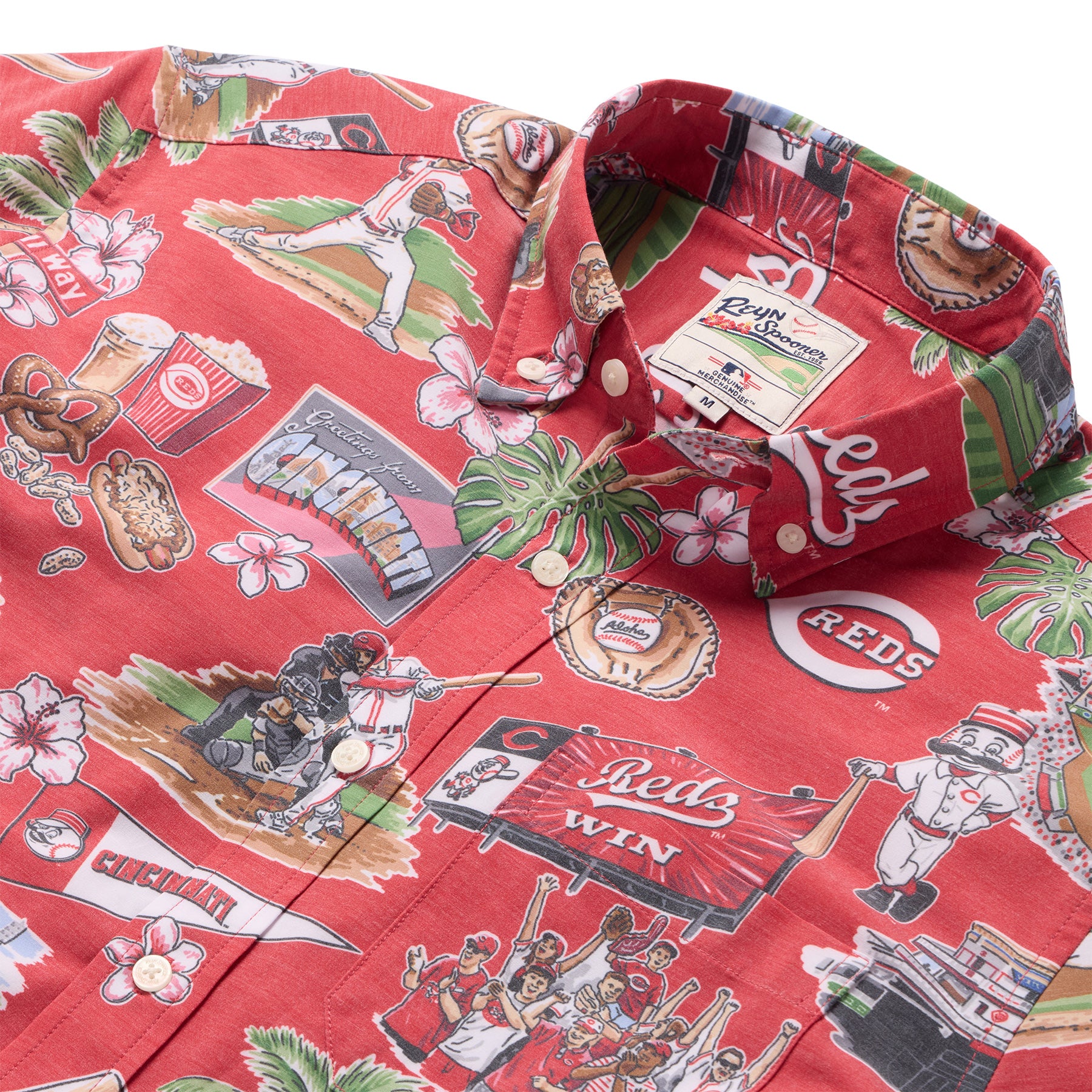Reyn Spooner CINCINNATI REDS SCENIC PERFORMANCE BUTTON FRONT in SCENIC