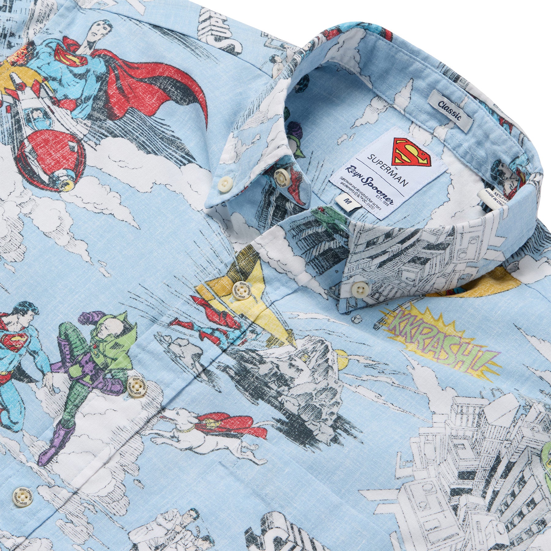 Reyn Spooner SUPERMAN BUTTON FRONT in BLUE