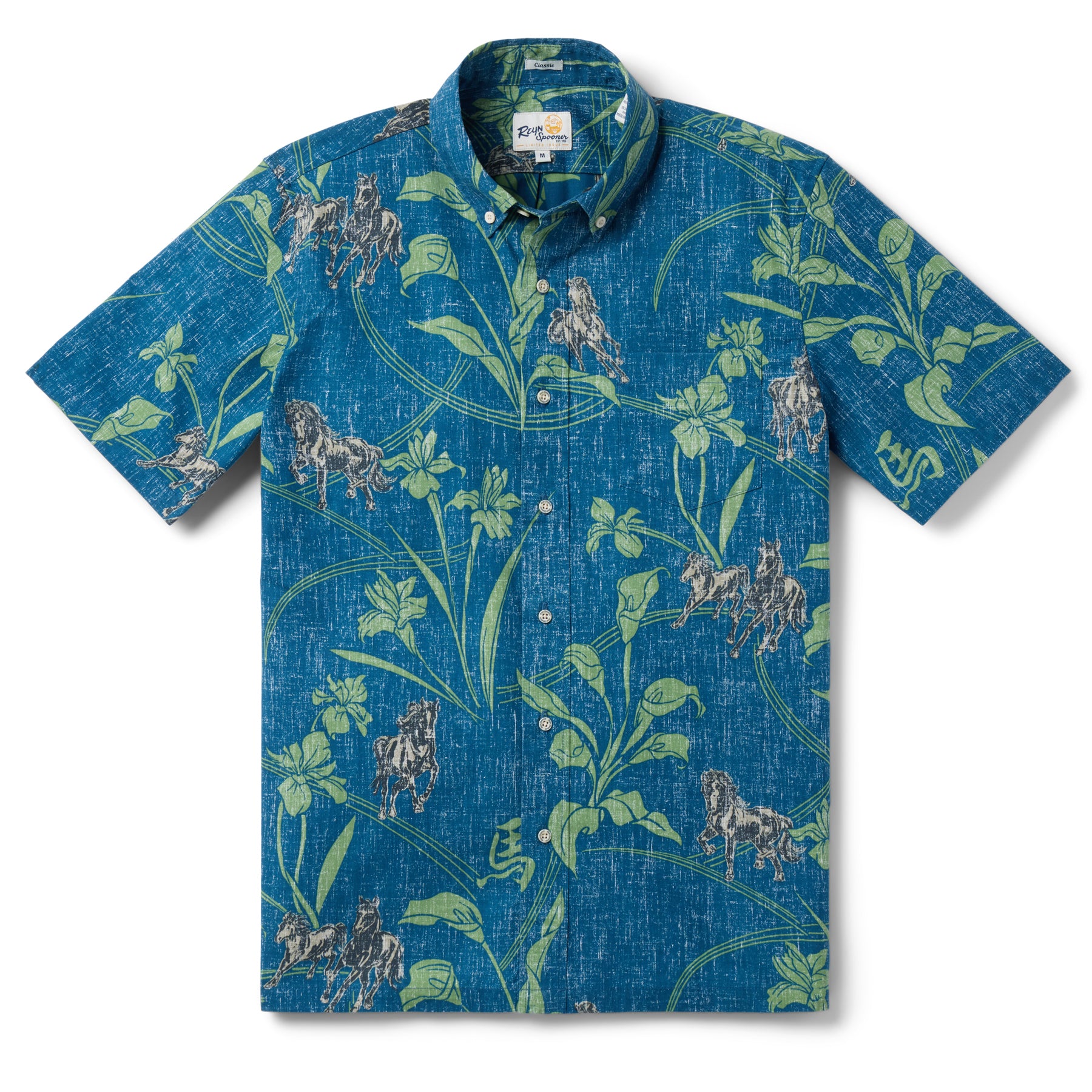 Reyn Spooner YEAR OF THE HORSE 2026 BUTTON FRONT in DARK TEAL