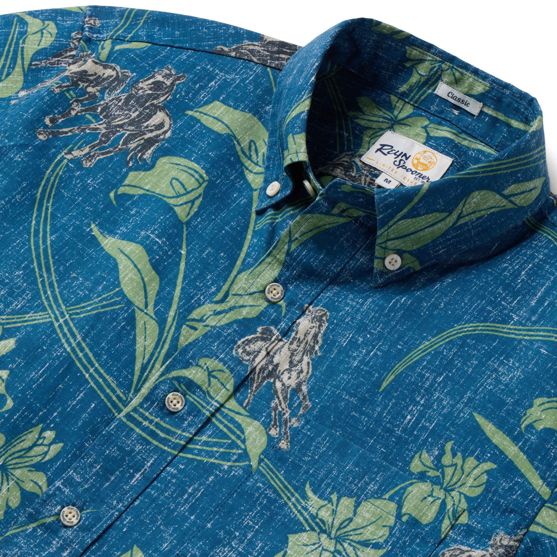 Reyn Spooner YEAR OF THE HORSE 2026 BUTTON FRONT in DARK TEAL