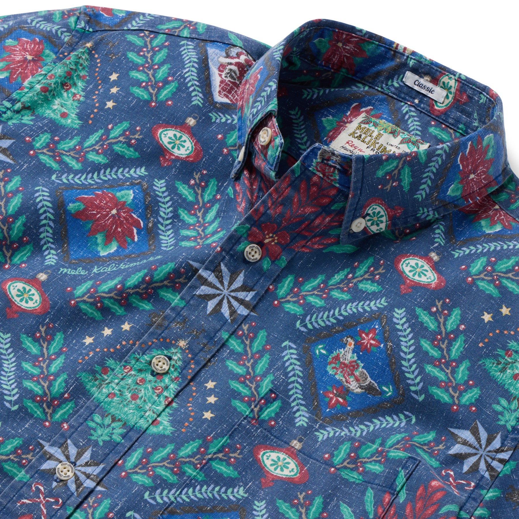 Reyn Spooner HAWAIIAN CHRISTMAS 2025 BUTTON FRONT in NAVY