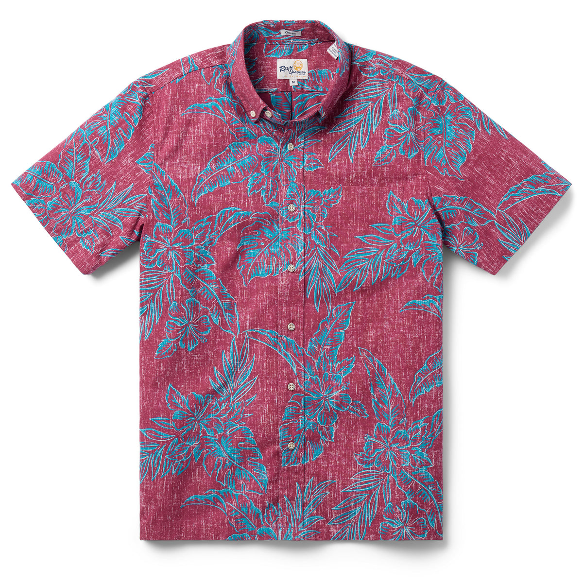 Reyn Spooner HIBISCUS BLISS BUTTON FRONT in MAROON
