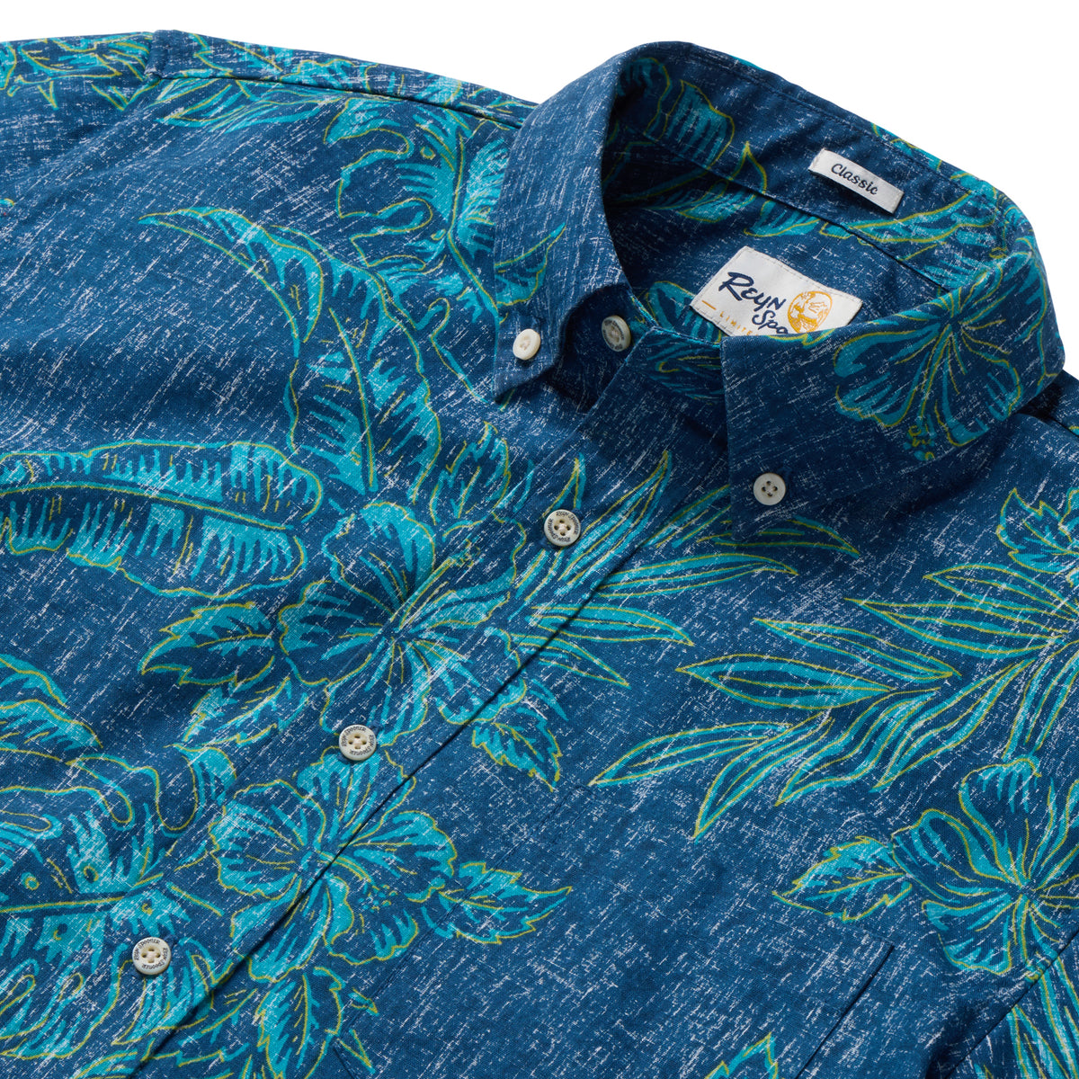 Reyn Spooner HIBISCUS BLISS BUTTON FRONT in ORION BLUE