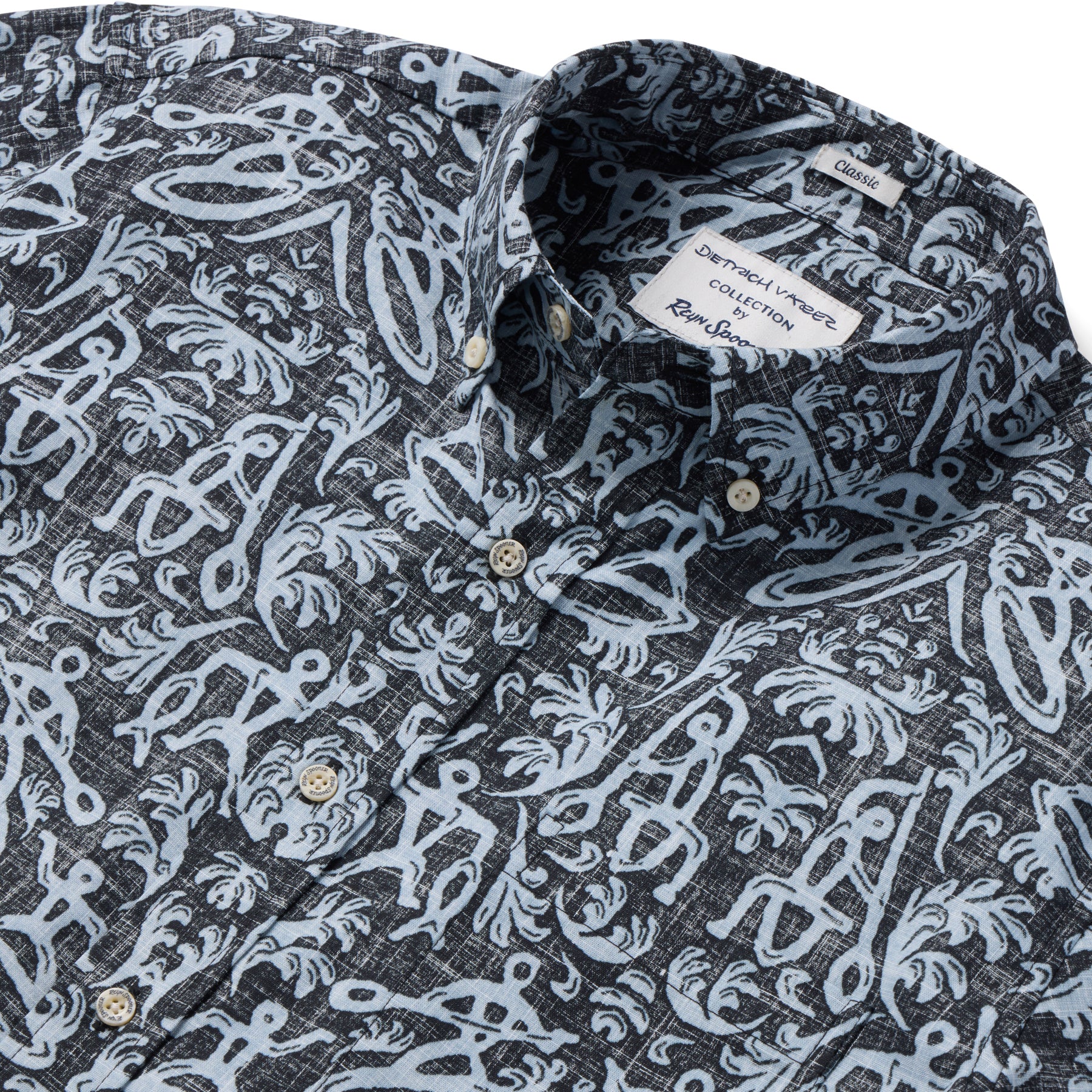 Reyn Spooner KI'I BUTTON FRONT in BLACK