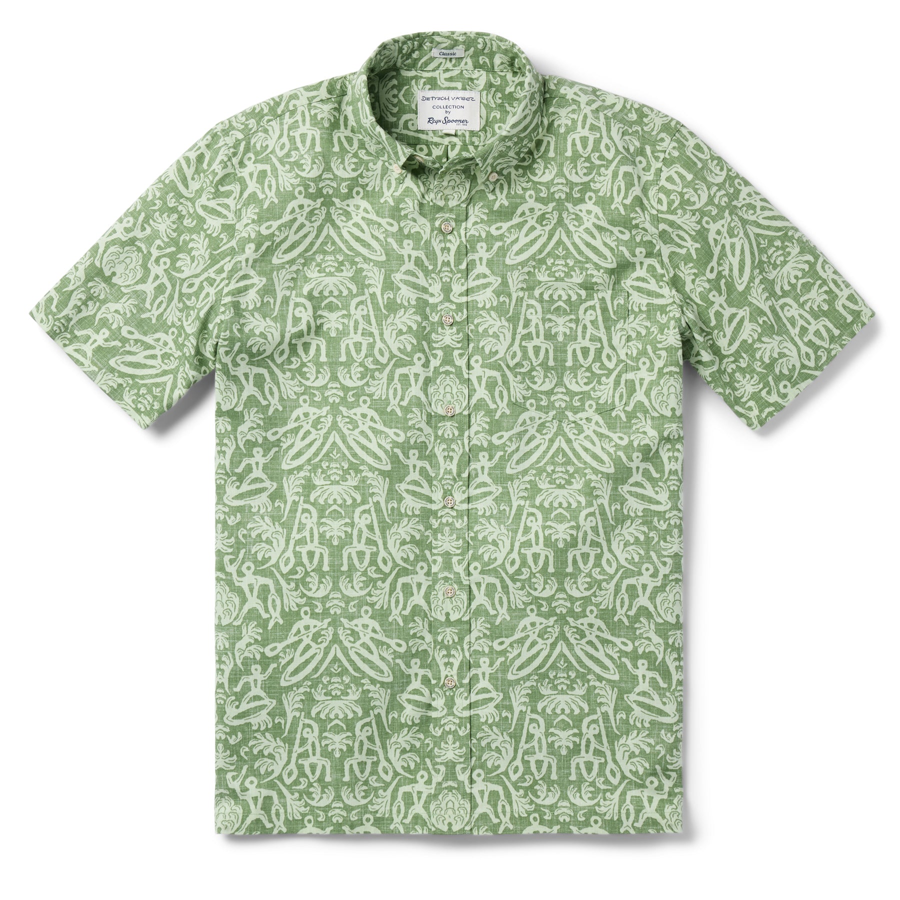 Reyn Spooner KI'I BUTTON FRONT in JADE
