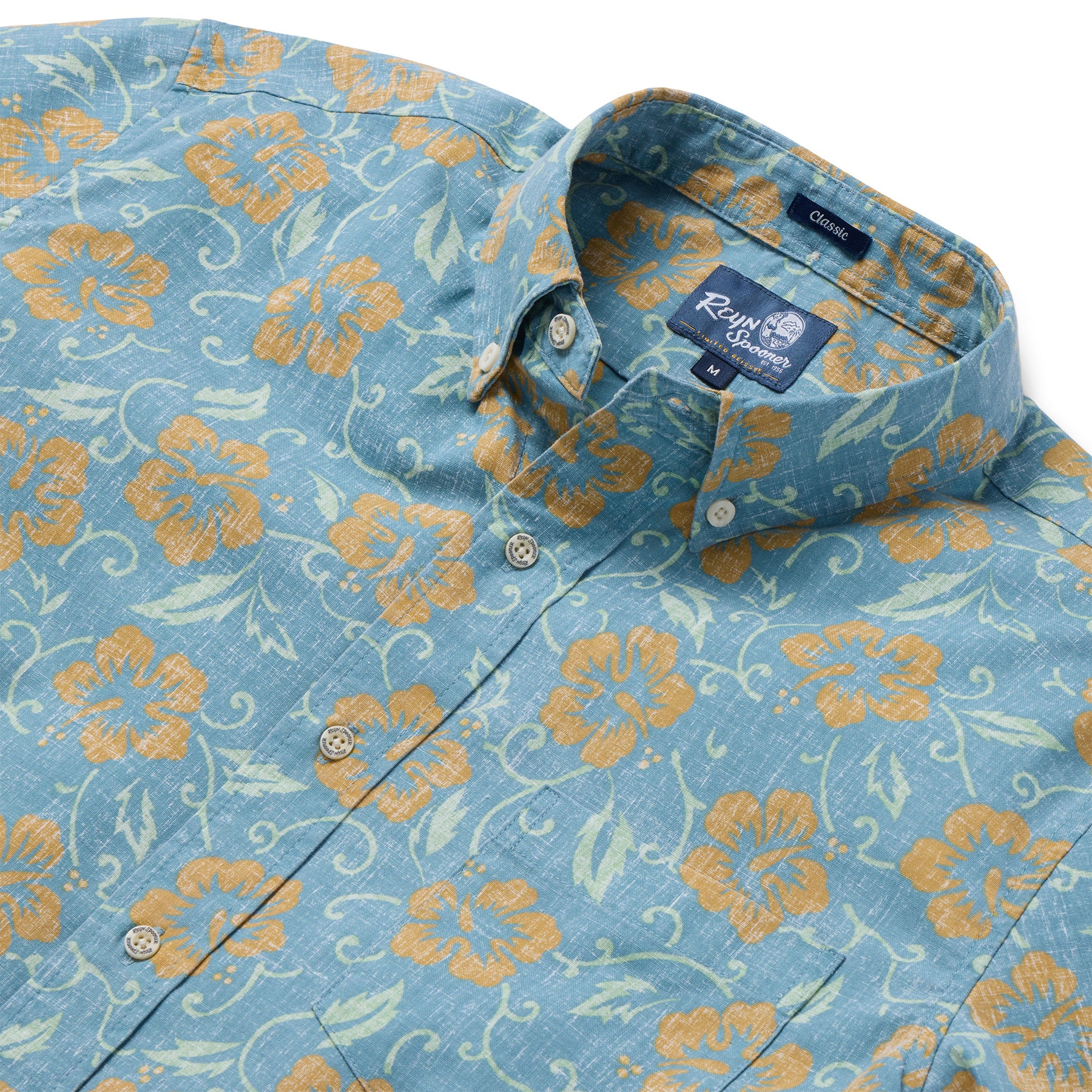 Reyn Spooner MAKAPU'U BUTTON FRONT in SMOKE BLUE