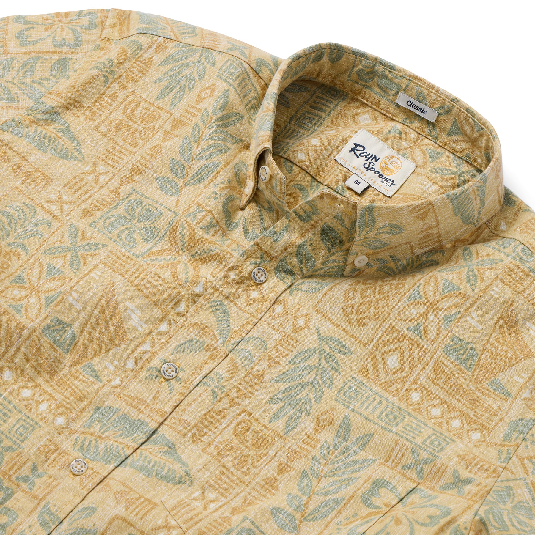 Reyn Spooner TAHITIAN TAPA BUTTON FRONT in DUSTY YELLOW