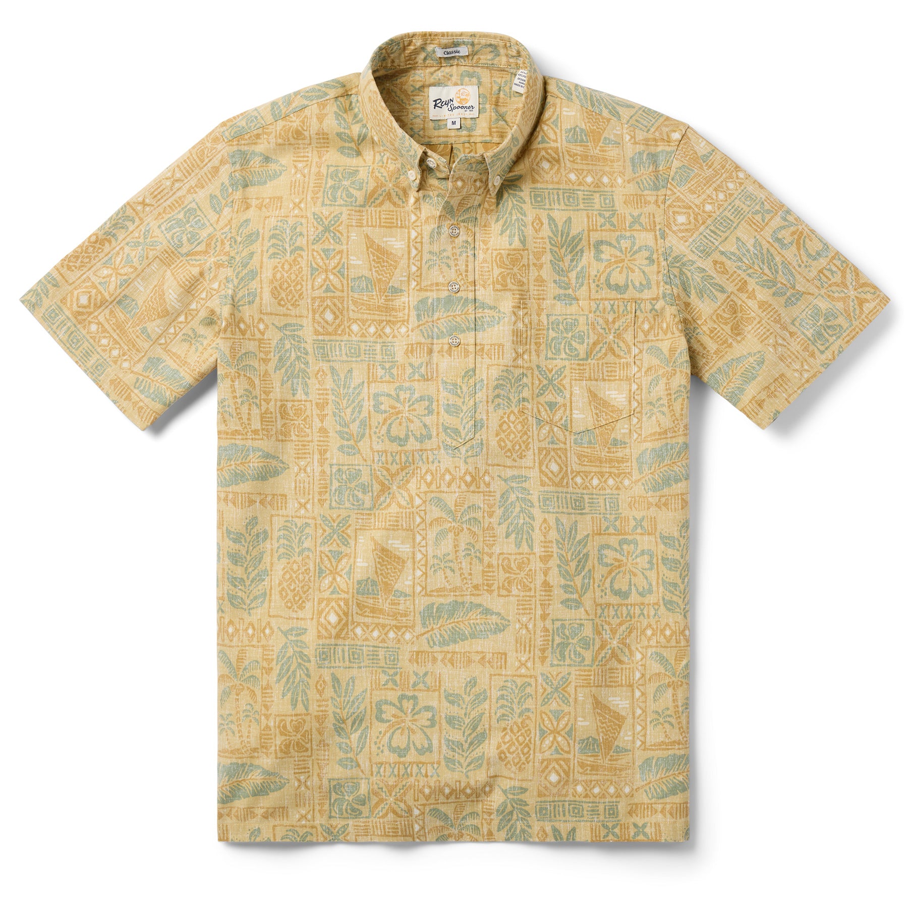 Reyn Spooner TAHITIAN TAPA PULLOVER in DUSTY YELLOW