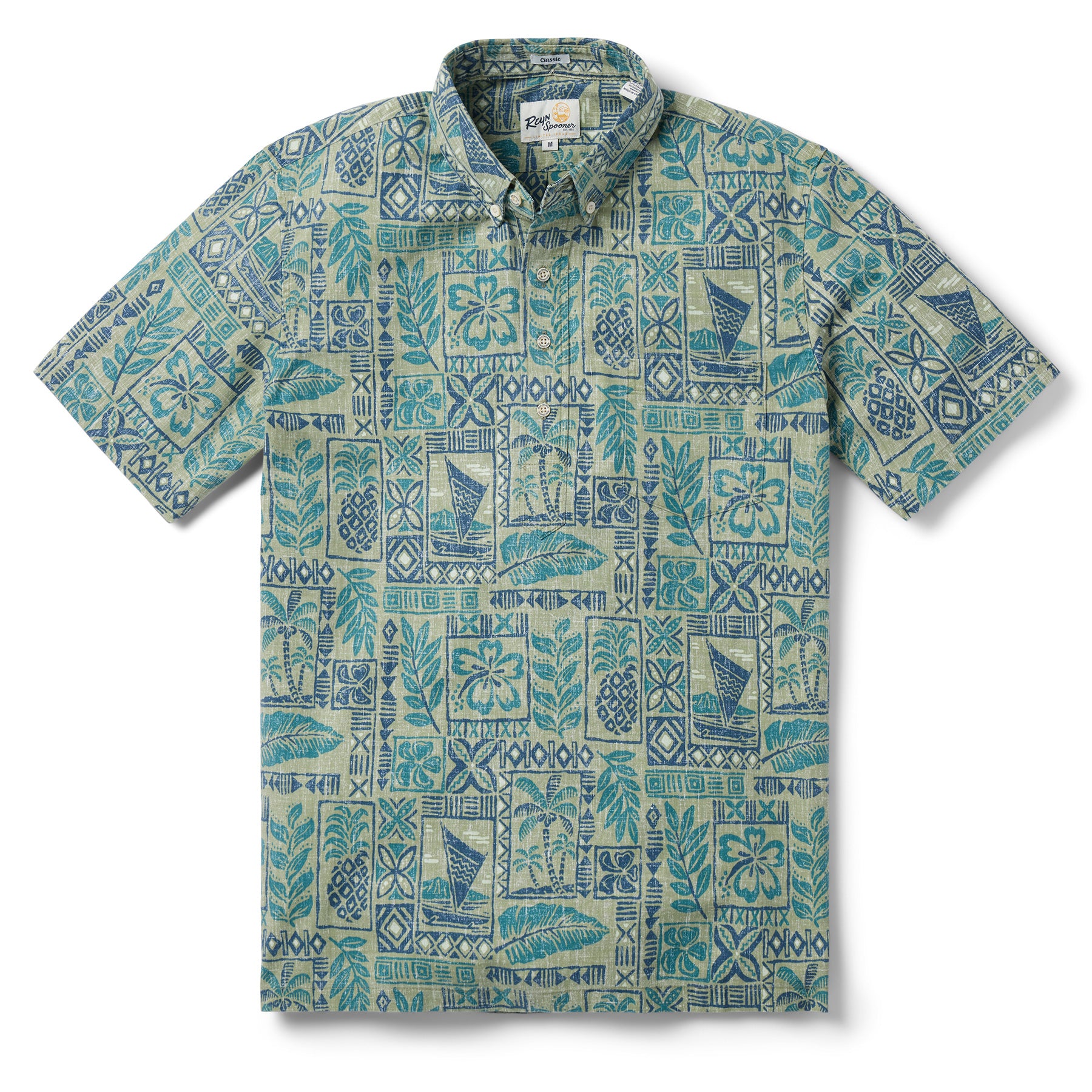 Reyn Spooner TAHITIAN TAPA PULLOVER in OLIVE